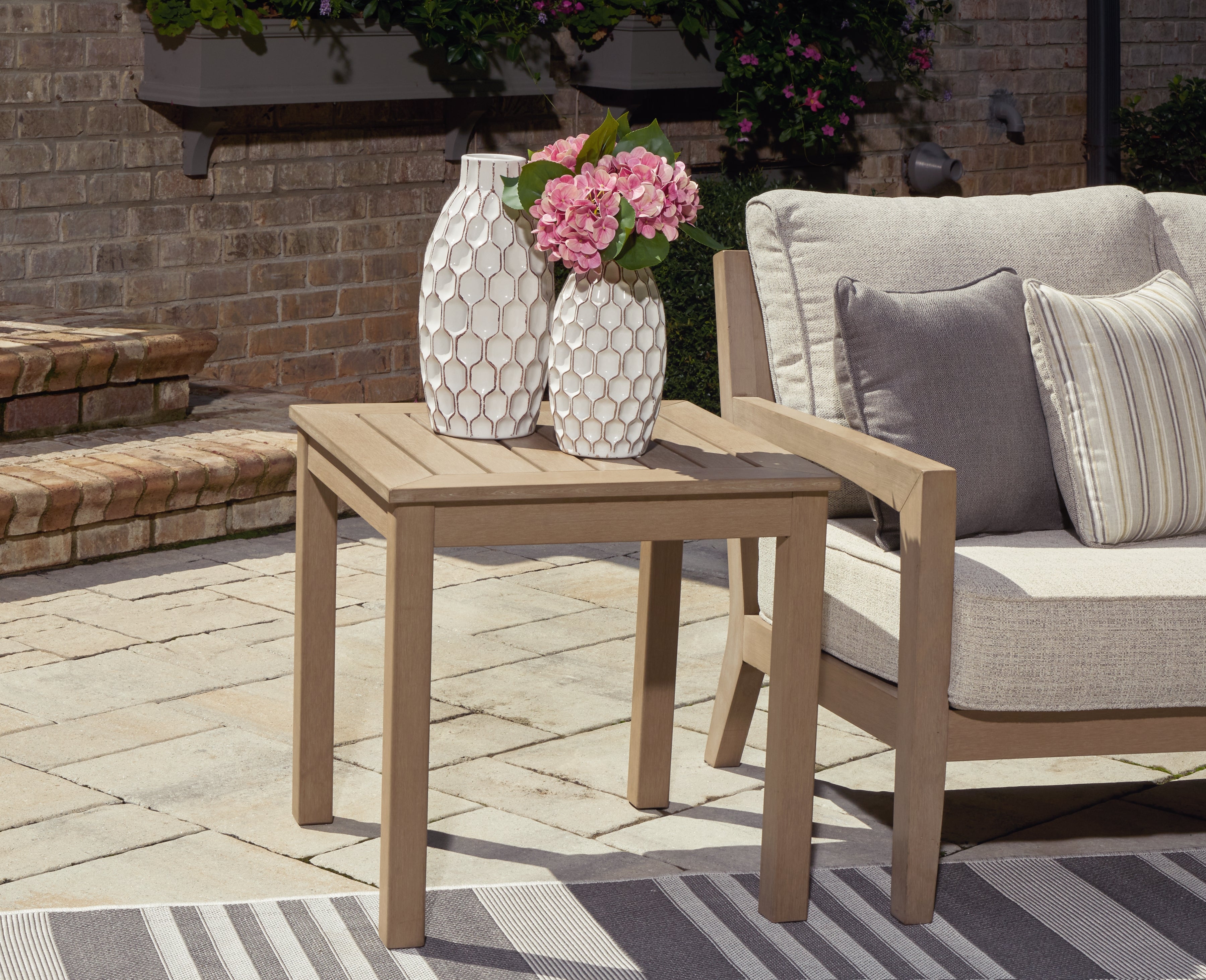 Prime Furniture - Ashley Furniture - Hallow Creek Outdoor - Square End Table / Driftwood - P560-702