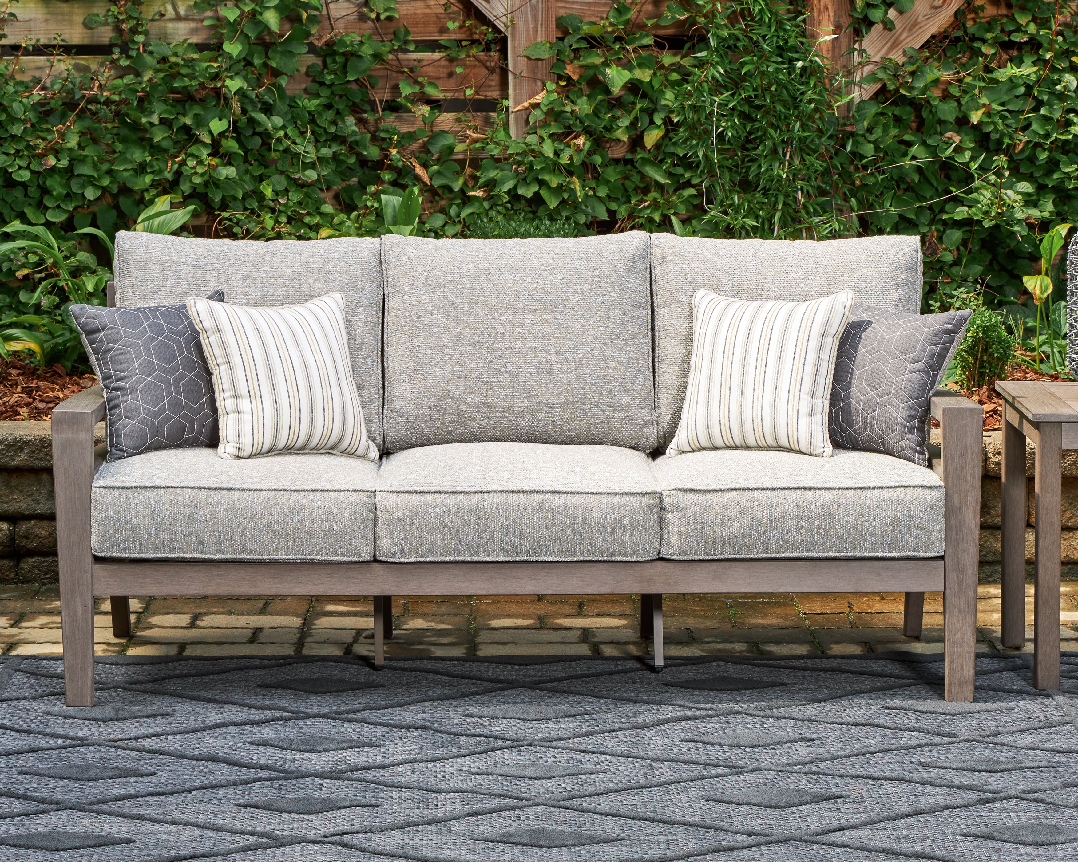 Prime Furniture - Ashley Furniture - Hillside Barn Outdoor - Sofa with Cushion / Gray/Brown - P564-838