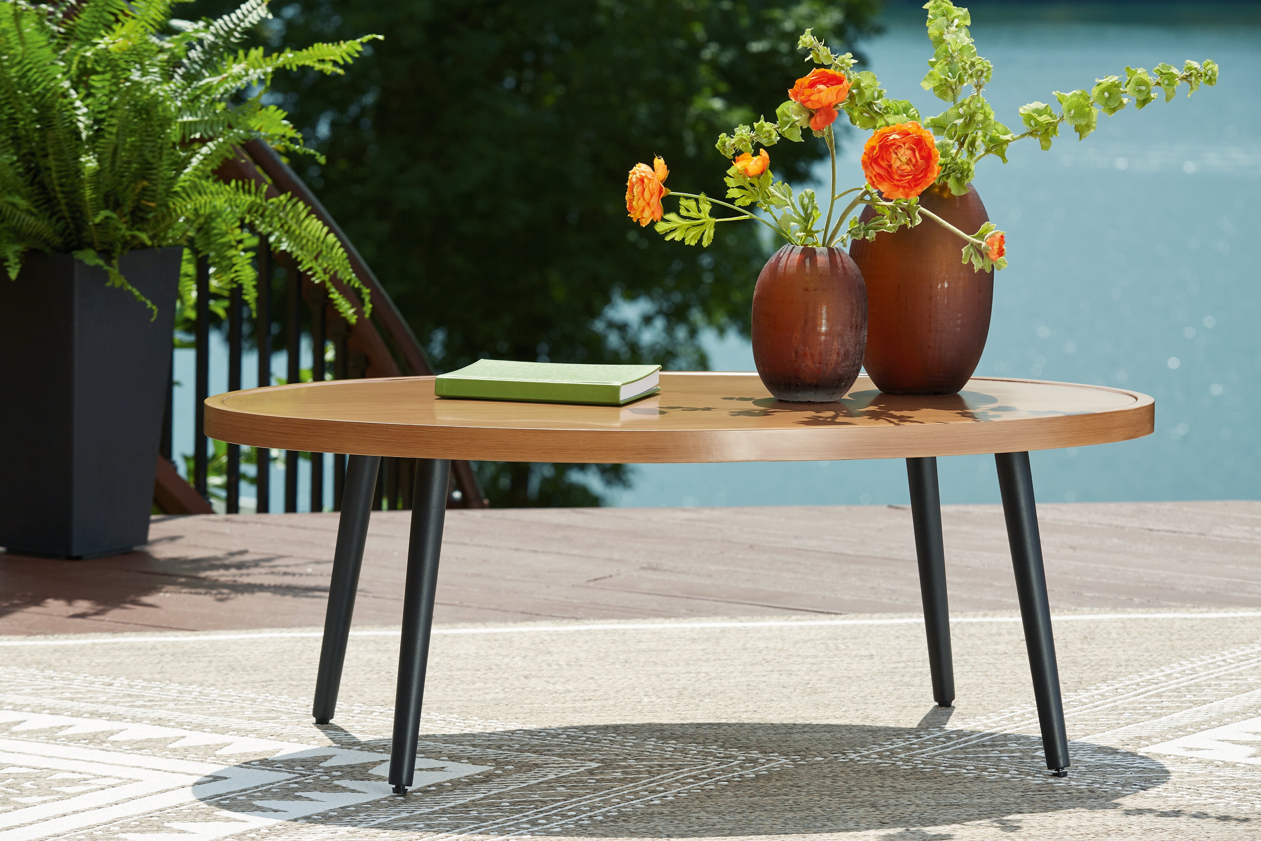 Prime Furniture - Ashley Furniture - Horizon Hall Outdoor - Cocktail Table / Two-tone Brown - P572-701