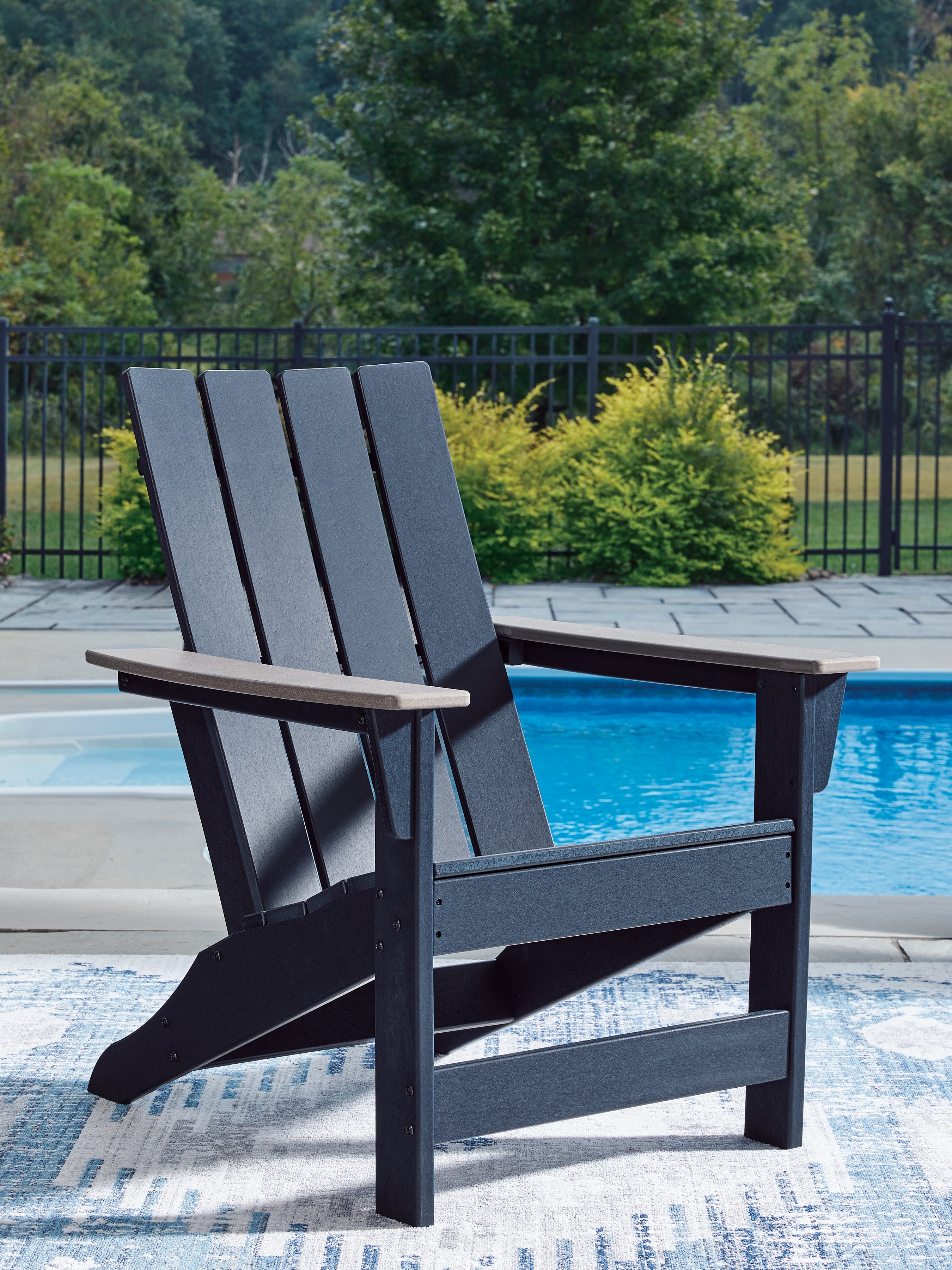 Prime Furniture - Ashley Furniture - East Beach Outdoor - Adirondack Chair / Navy Blue/Driftwood - PCP587-898