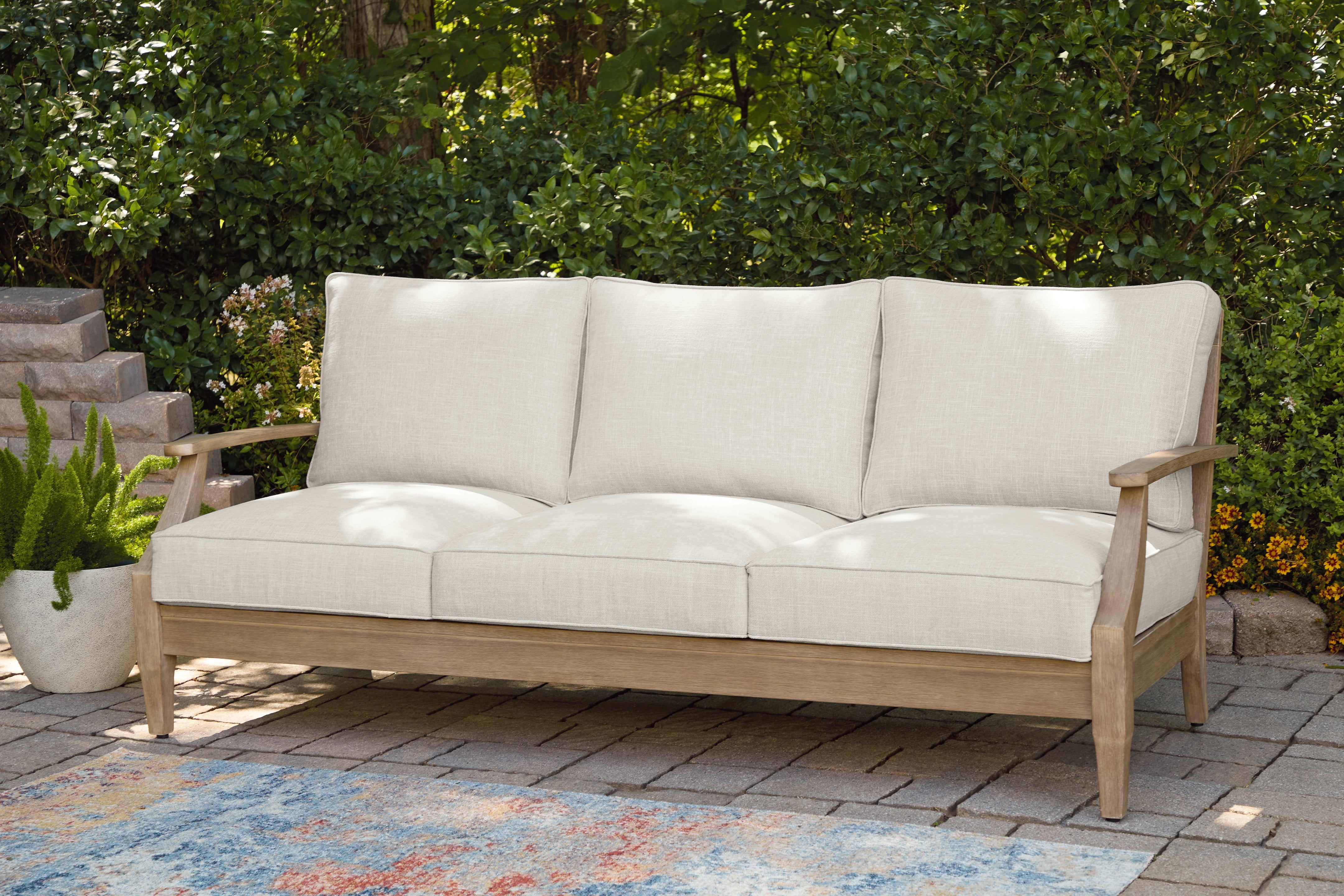 Prime Furniture - Ashley Furniture - Carter Hall Outdoor - Sofa with Cushion / Beige - P601-838