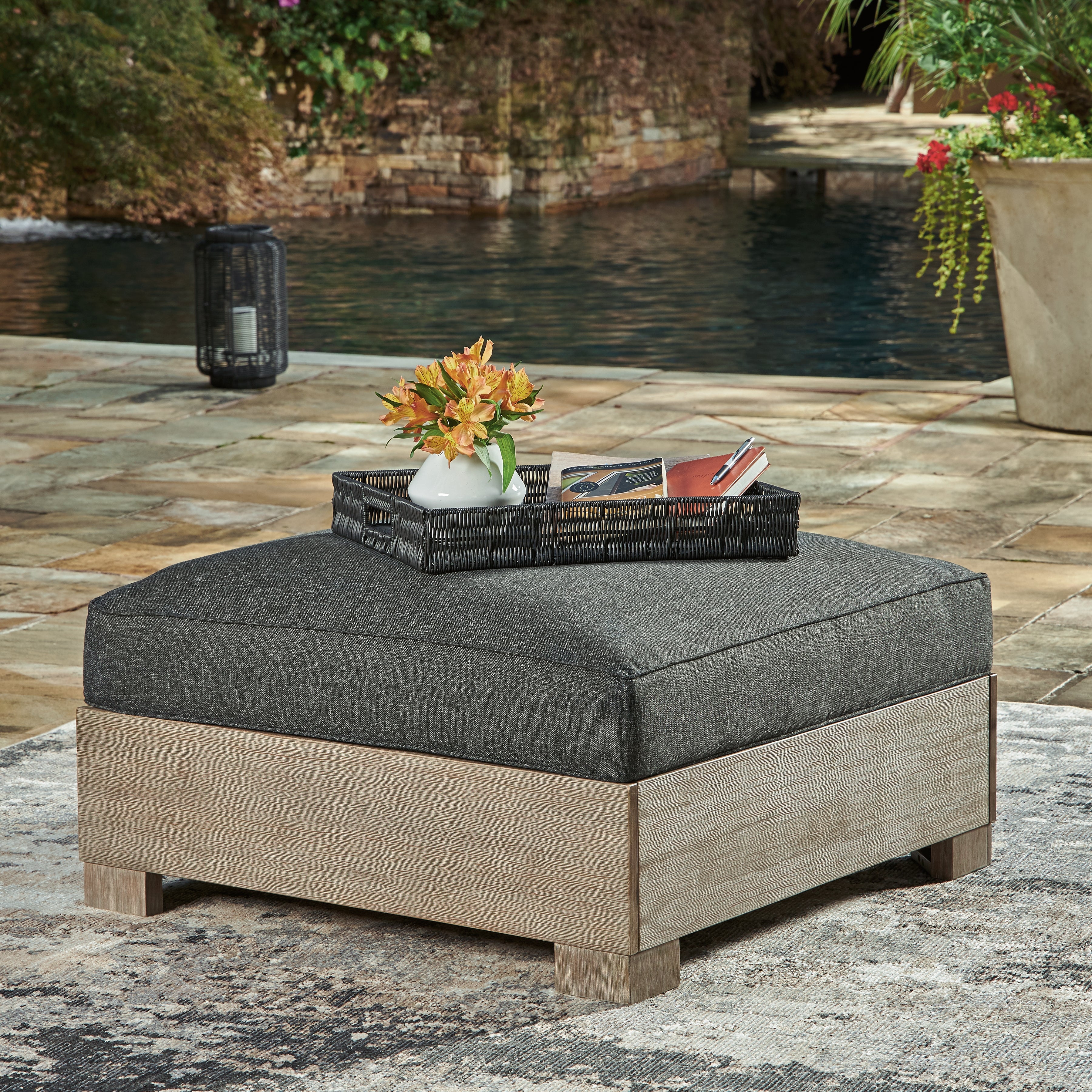 Prime Furniture - Ashley Furniture - Citrine Park Outdoor - Armless Chair w/Cushion (1/CN) / Brown/Charcoal - P660-846
