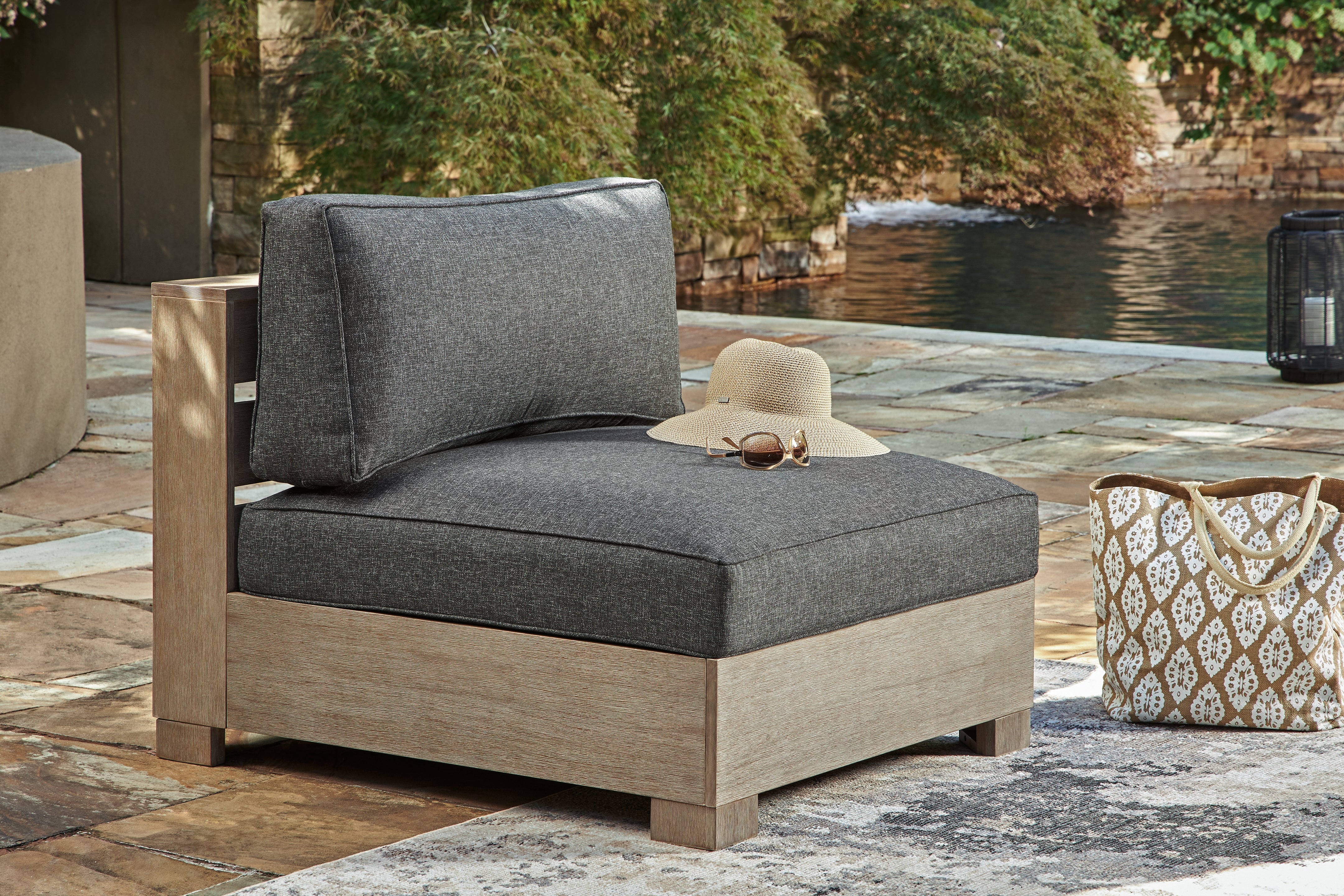 Prime Furniture - Ashley Furniture - Citrine Park Outdoor - Armless Chair w/Cushion (1/CN) / Brown/Charcoal - P660-846