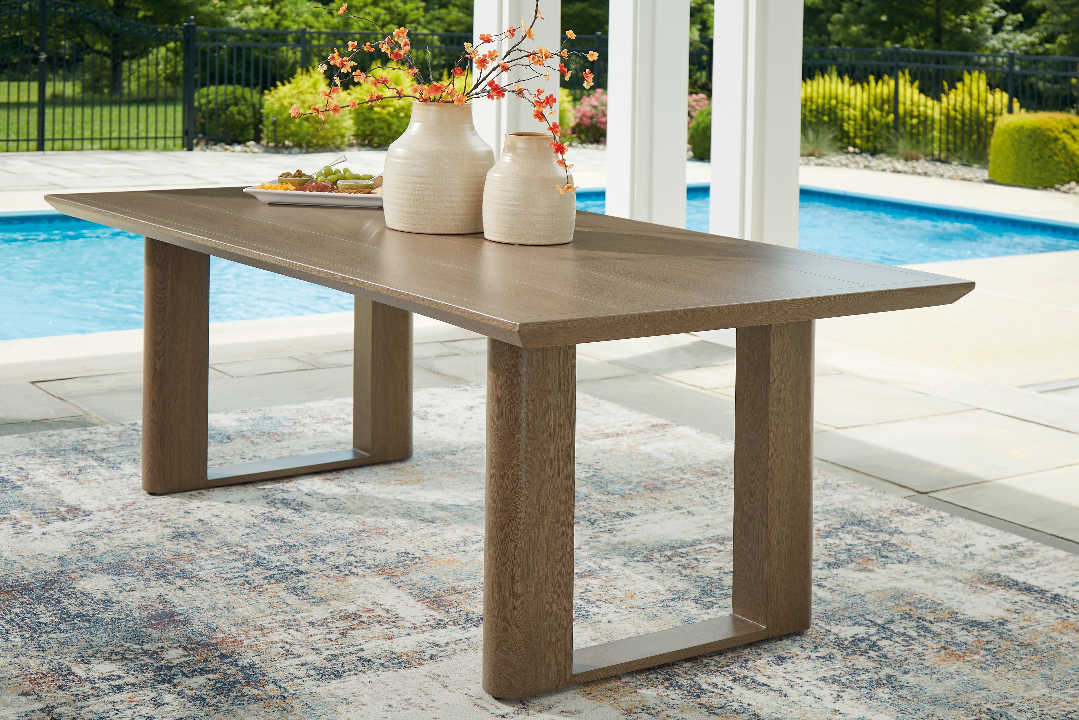 Prime Furniture - Ashley Furniture - Serene Bay Outdoor - RECT Dining Table w/UMB OPT / Dark Brown - P671-625