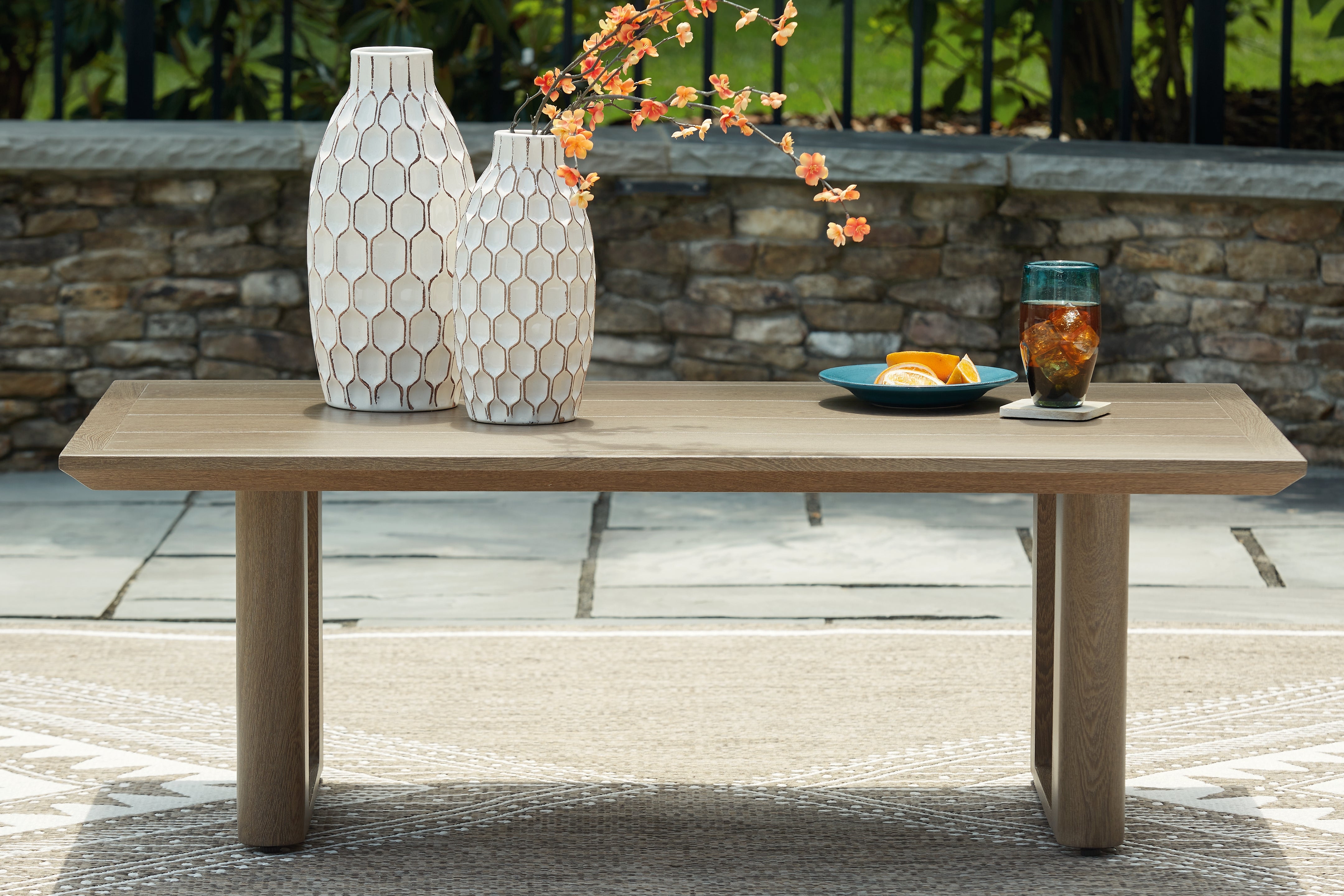 Prime Furniture - Ashley Furniture - Serene Bay Outdoor - Rectangular Cocktail Table / Dark Brown - P671-701