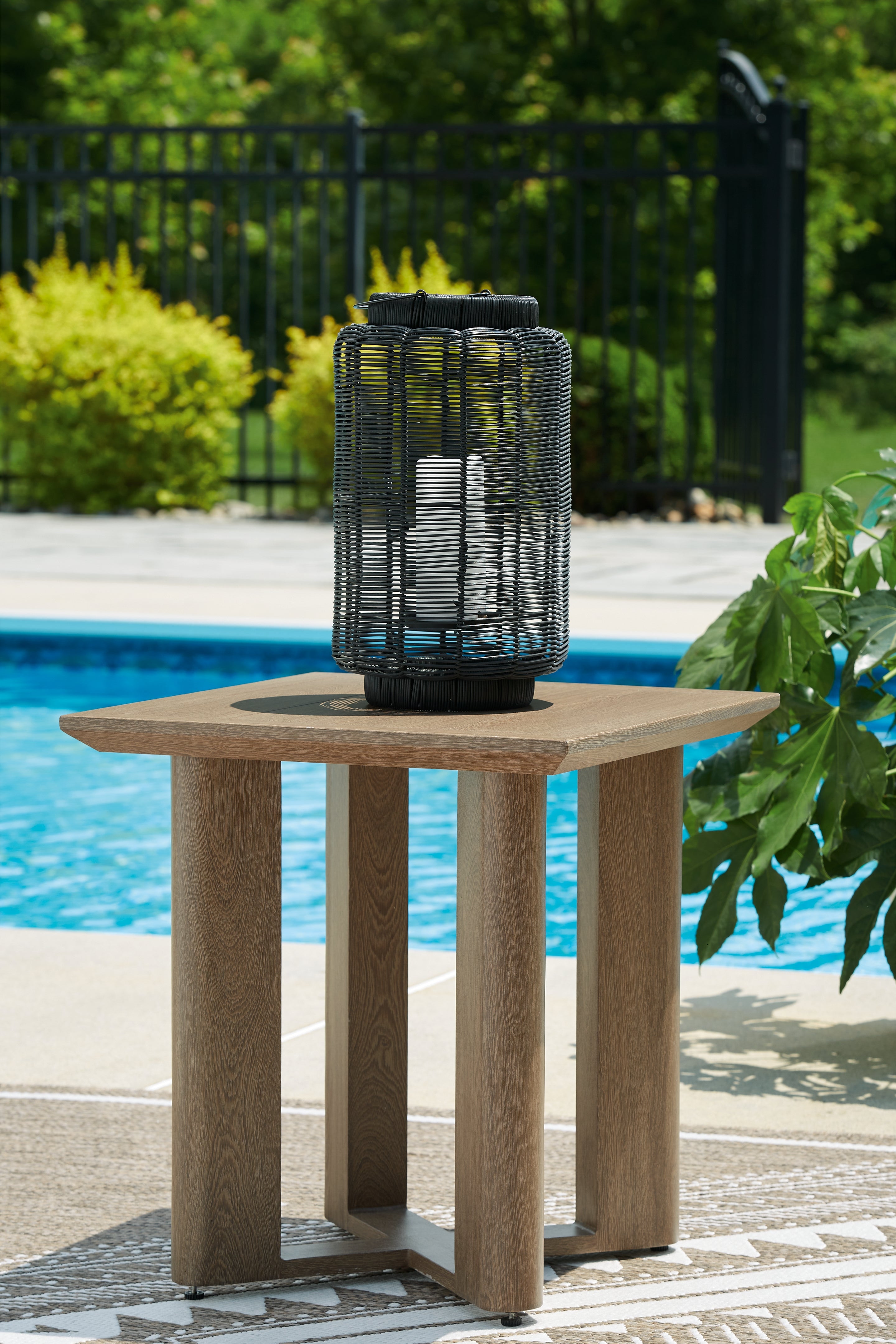 Prime Furniture - Ashley Furniture - Serene Bay Outdoor - Square End Table / Dark Brown - P671-702