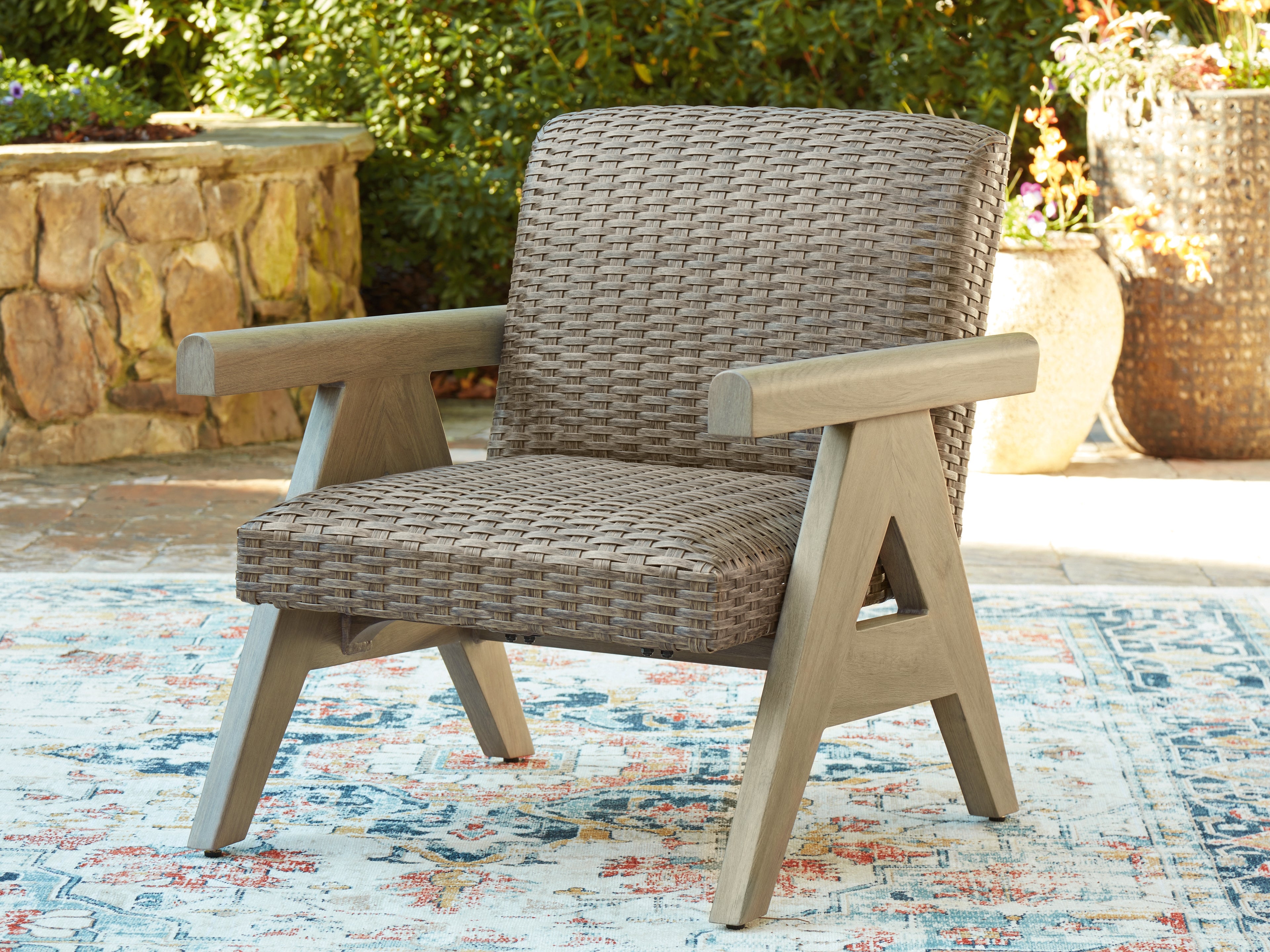 Prime Furniture - Ashley Furniture - Cliff Trails Outdoor - Rocking Lounge Chair / Beige - PCP690-821