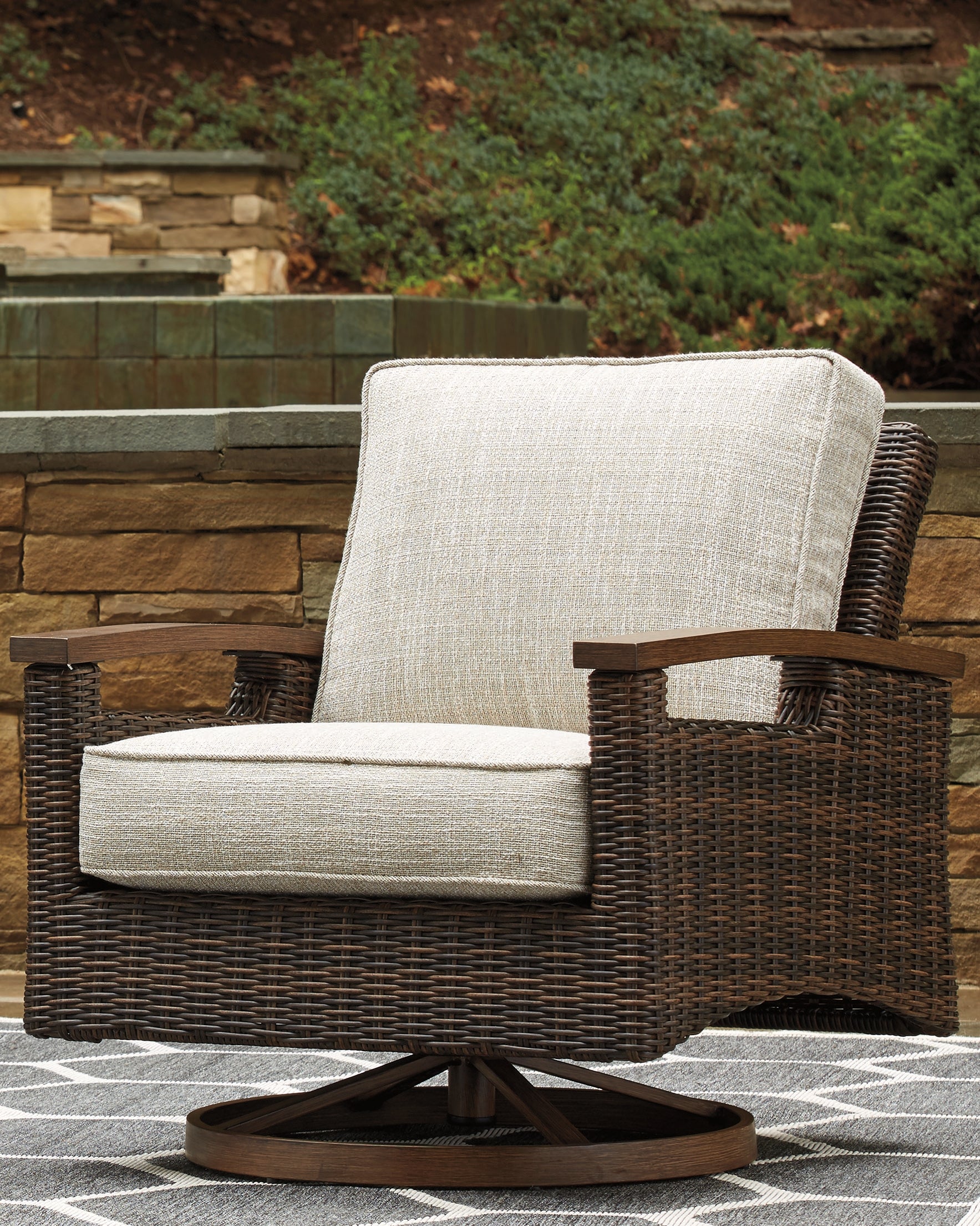 Prime Furniture - Ashley Furniture - Paradise Trail Outdoor - Swivel Lounge Chair (Set of 2) / Medium Brown - P750-821