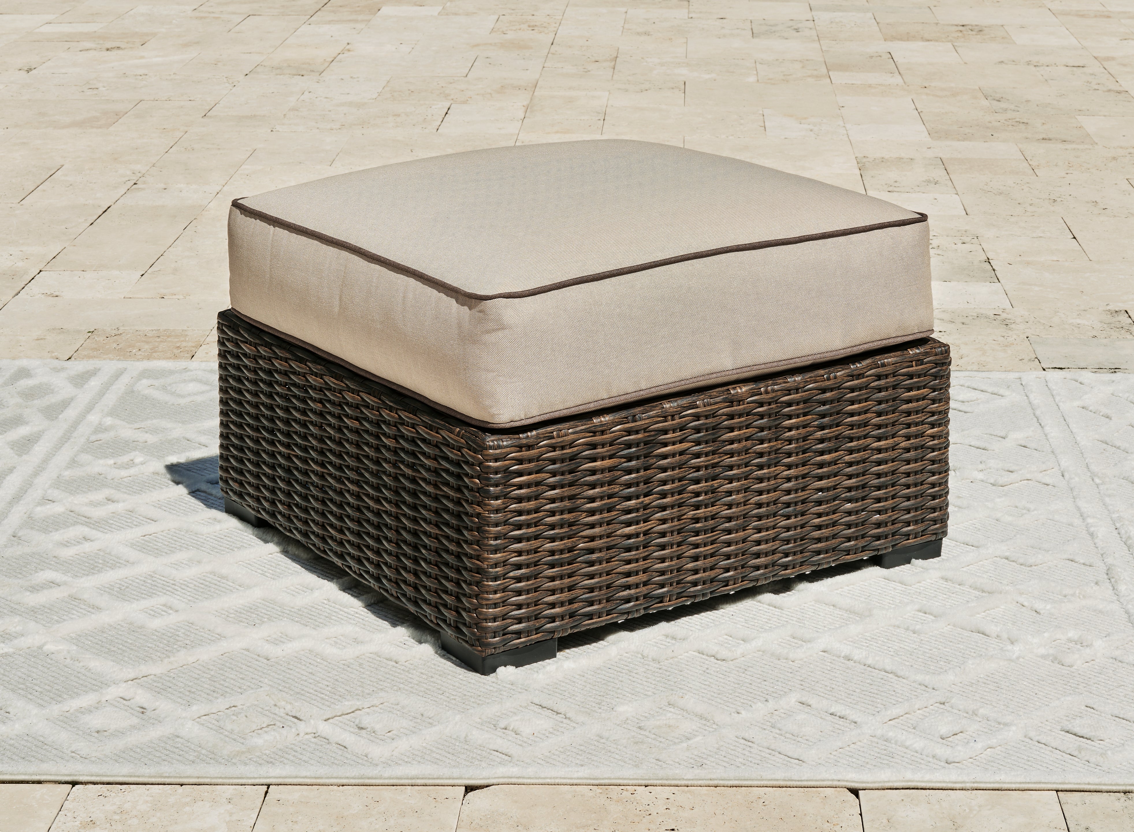 Prime Furniture - Ashley Furniture - Coastline Bay Outdoor - Sofa with Cushion / Brown - P784-838