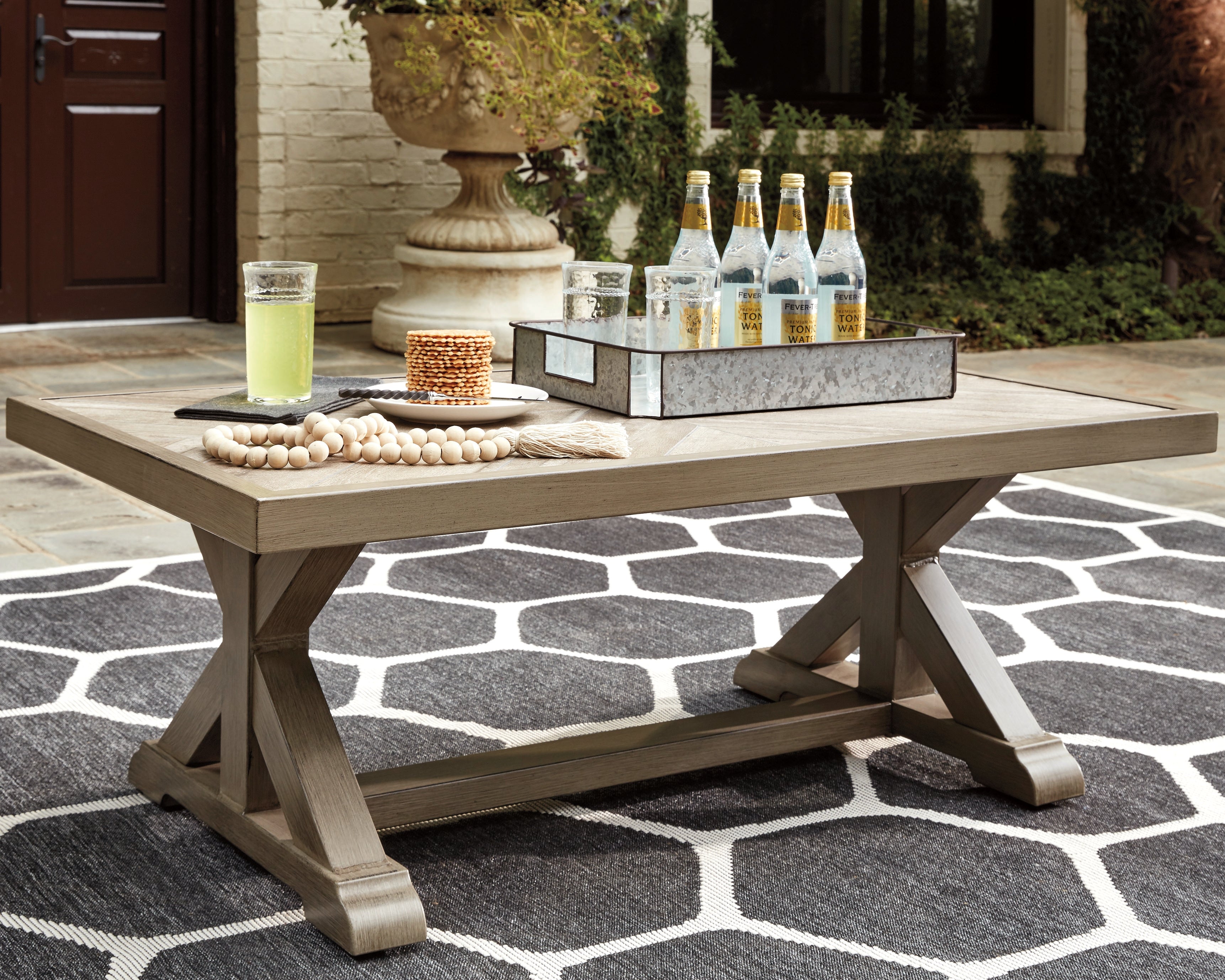 Prime Furniture - Ashley Furniture - Beachcroft Outdoor - Rectangular Cocktail Table / Beige - P791-701