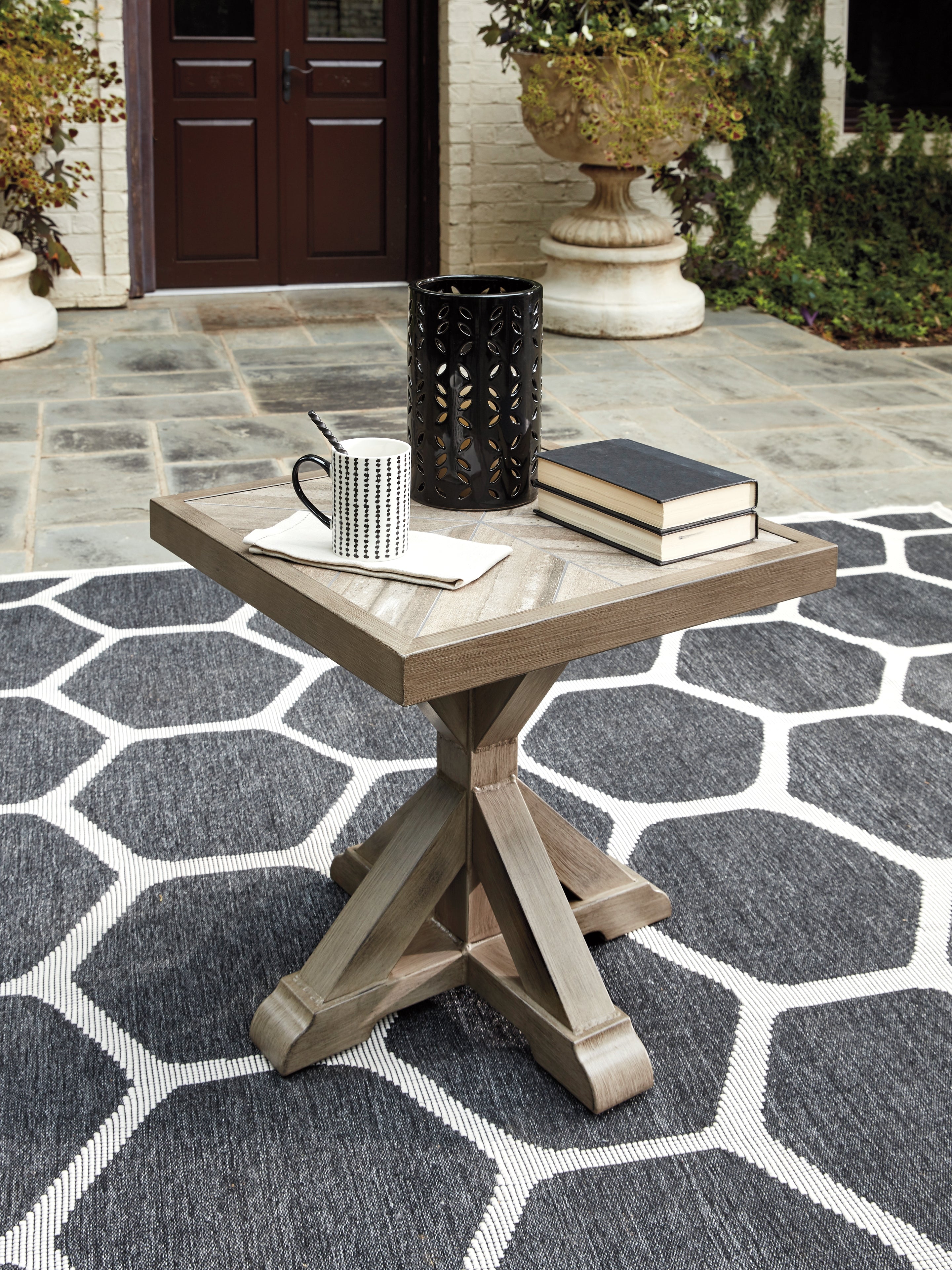 Prime Furniture - Ashley Furniture - Beachcroft Outdoor - Square End Table / Beige - P791-702