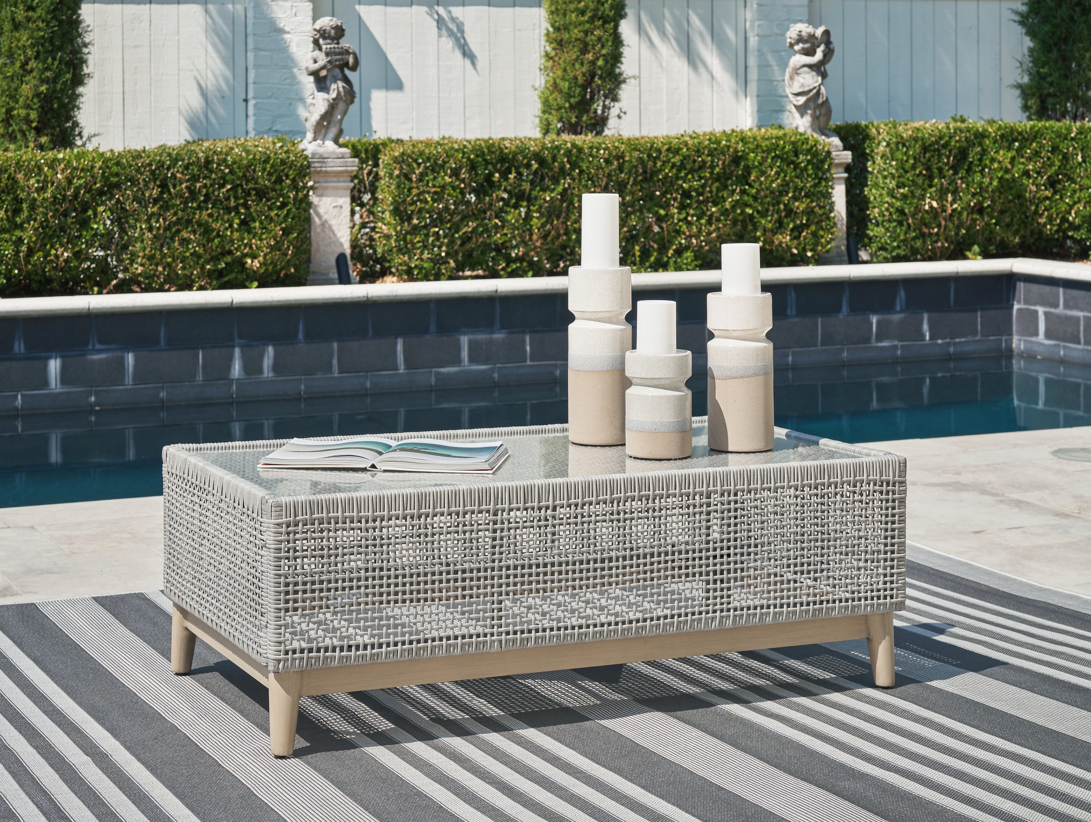 Prime Furniture - Ashley Furniture - Seton Creek Outdoor - Rectangular Cocktail Table / Gray - P798-701