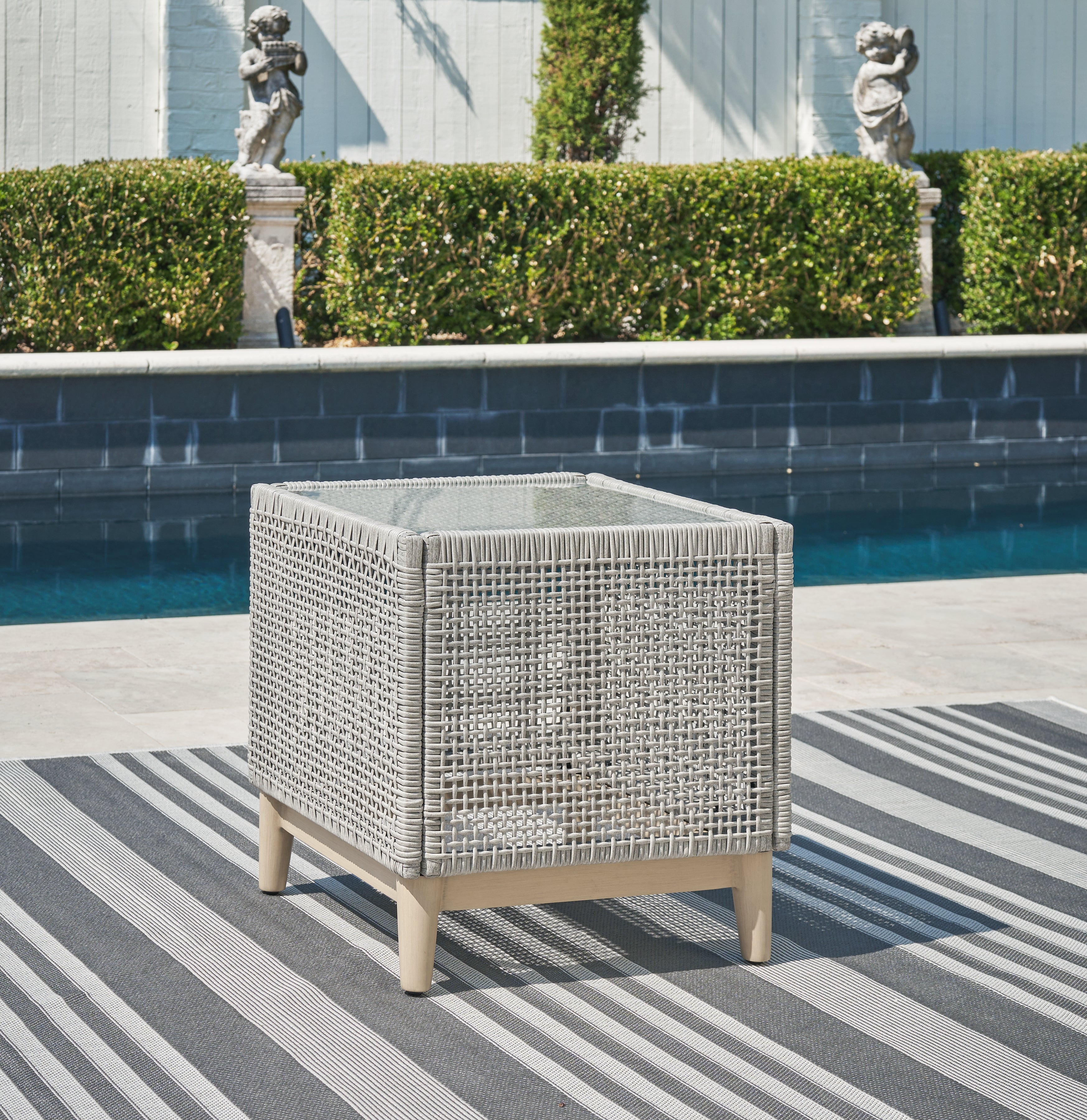Prime Furniture - Ashley Furniture - Seton Creek Outdoor - Square End Table / Gray - P798-702