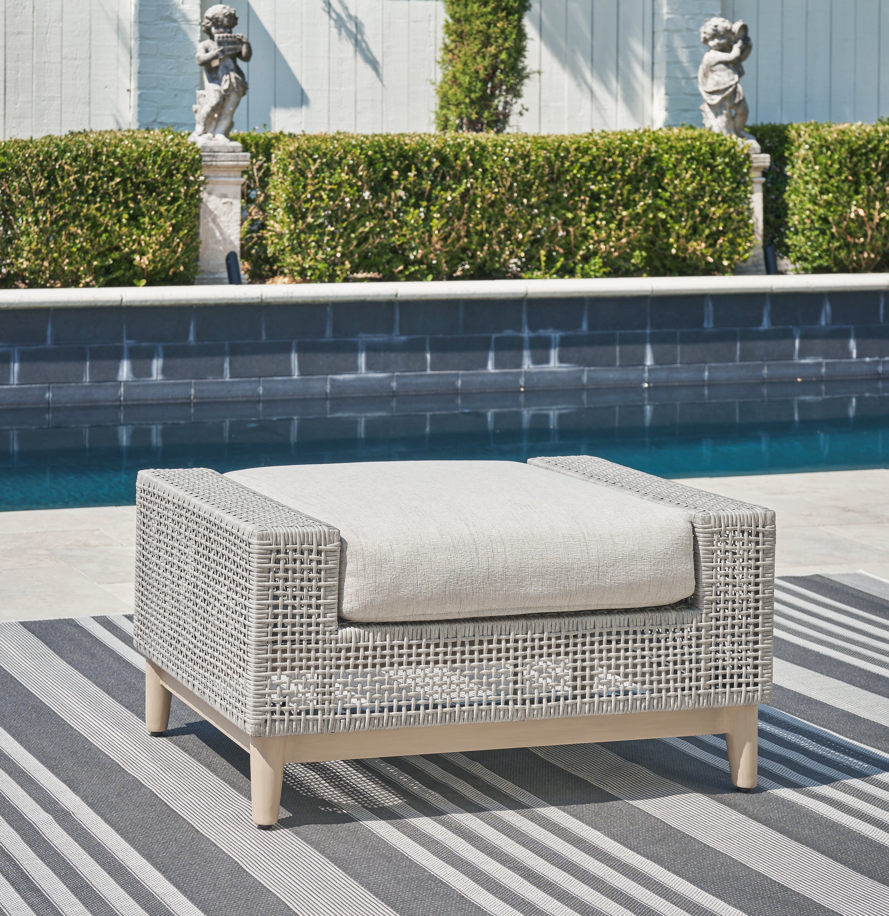 Prime Furniture - Ashley Furniture - Seton Creek Outdoor - Ottoman with Cushion / Gray - P798-814