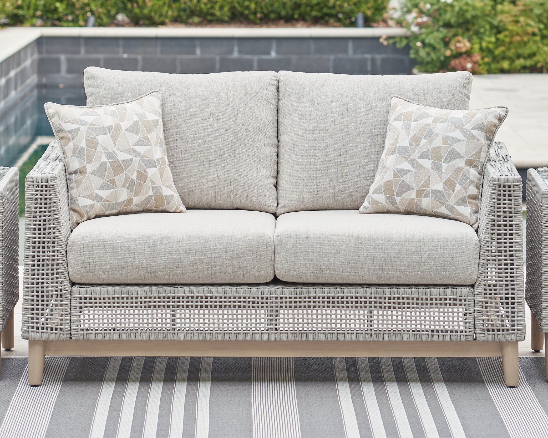 Prime Furniture - Ashley Furniture - Seton Creek Outdoor - Loveseat w/Cushion / Gray - P798-835