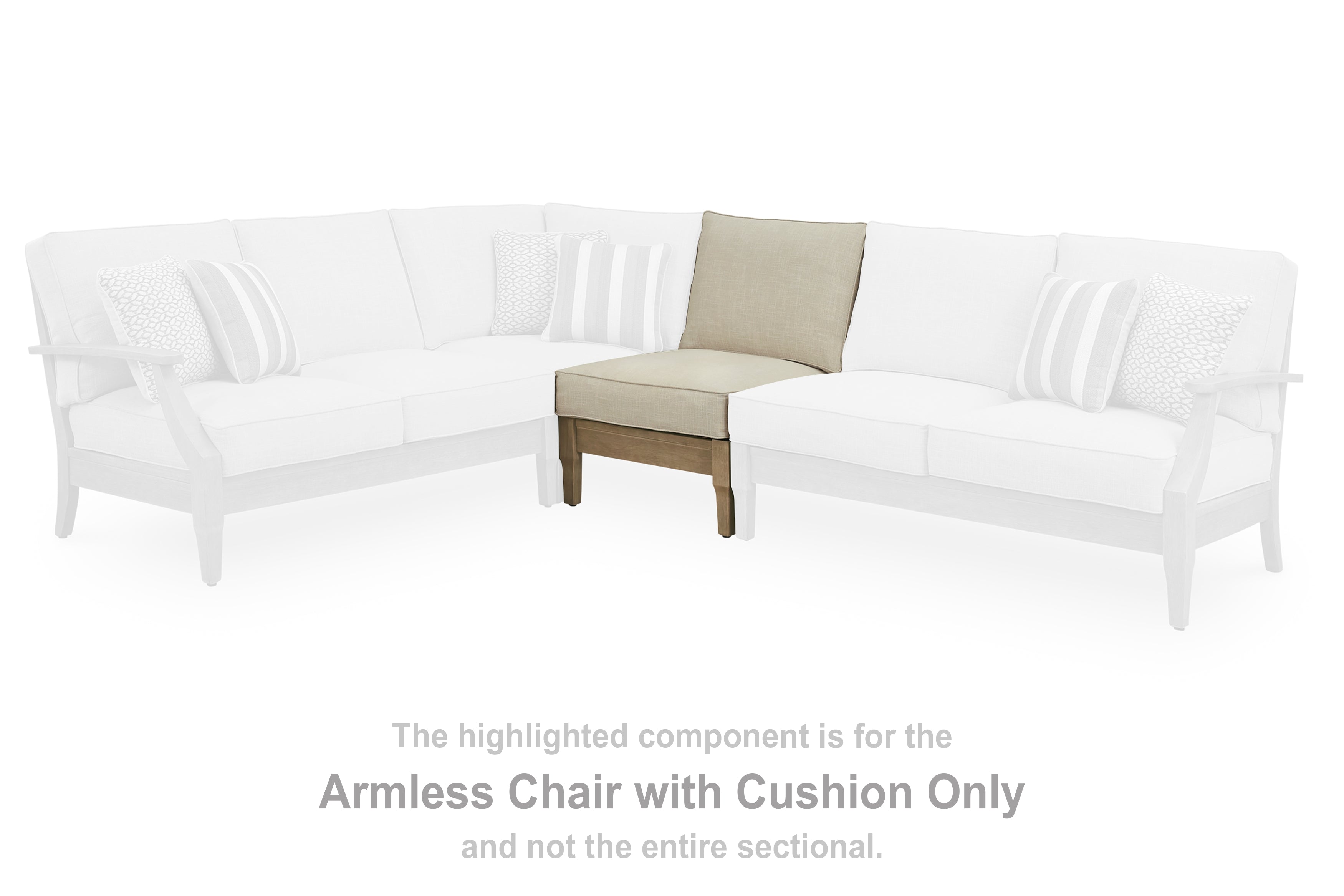 Prime Furniture - Ashley Furniture - Clare View Outdoor - Armless Chair w/Cushion / Beige - P801-846