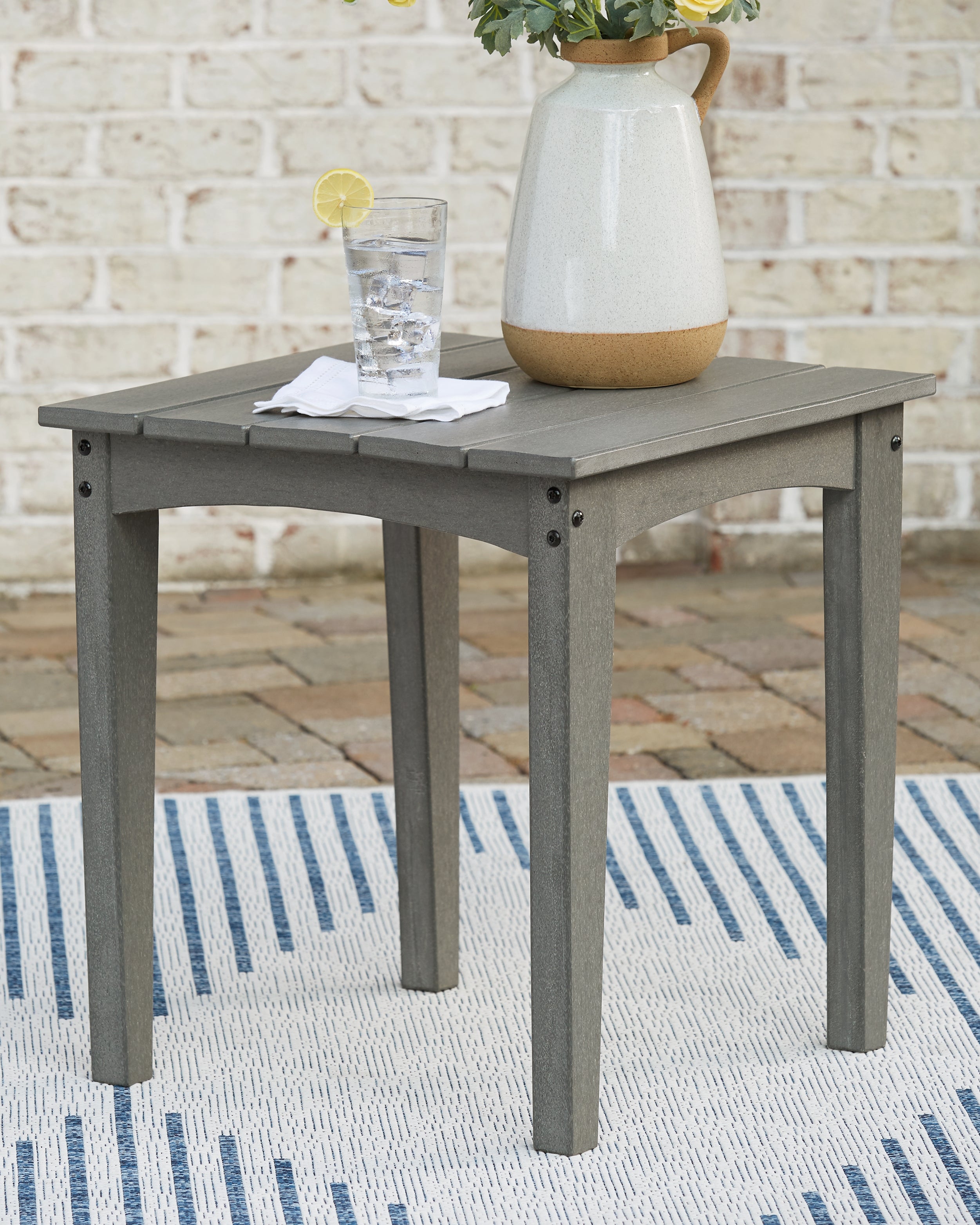 Prime Furniture - Ashley Furniture - Visola Outdoor - Square End Table / Gray - P802-702