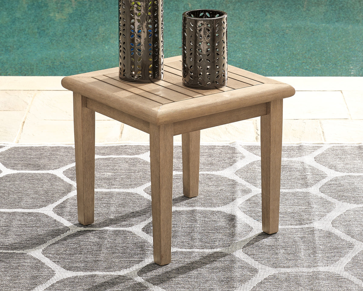 Prime Furniture - Ashley Furniture - Gerianne Outdoor - Rectangular Cocktail Table / Grayish Brown - P805-701