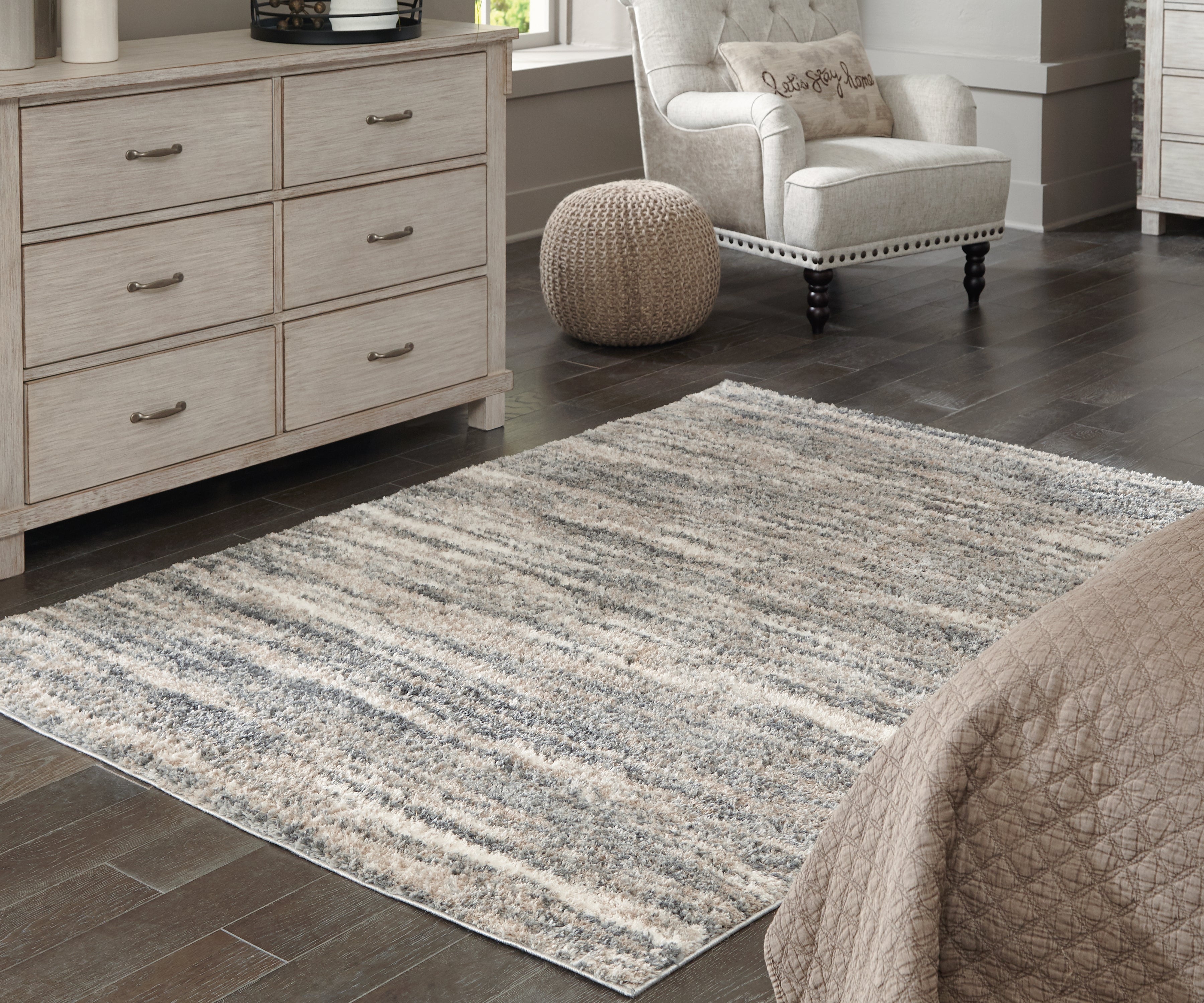 Prime Furniture - Ashley Furniture - Gizela Rug - 7'10" x 10' Rug / Ivory/Beige/Gray - R404861