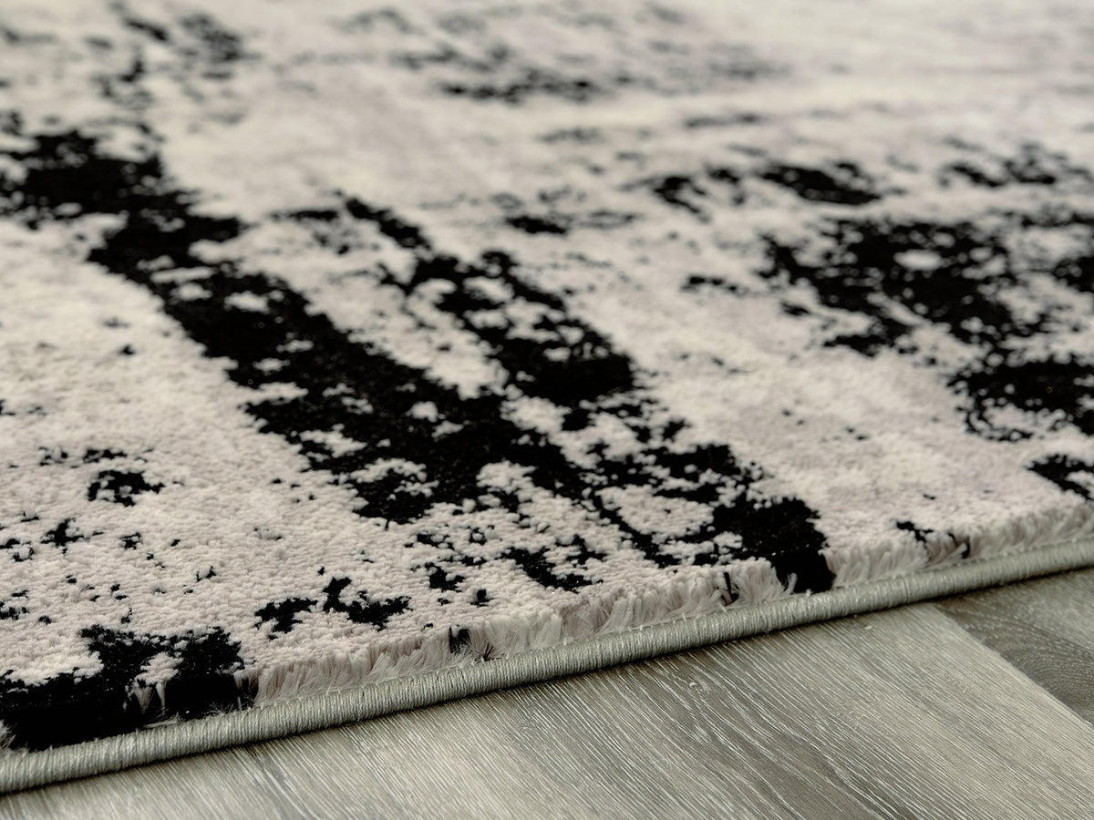 Prime Furniture - Ashley Furniture - Zekeman Rug - 5'3" x 7'7" Rug / Black/Cream/Gray - R404922