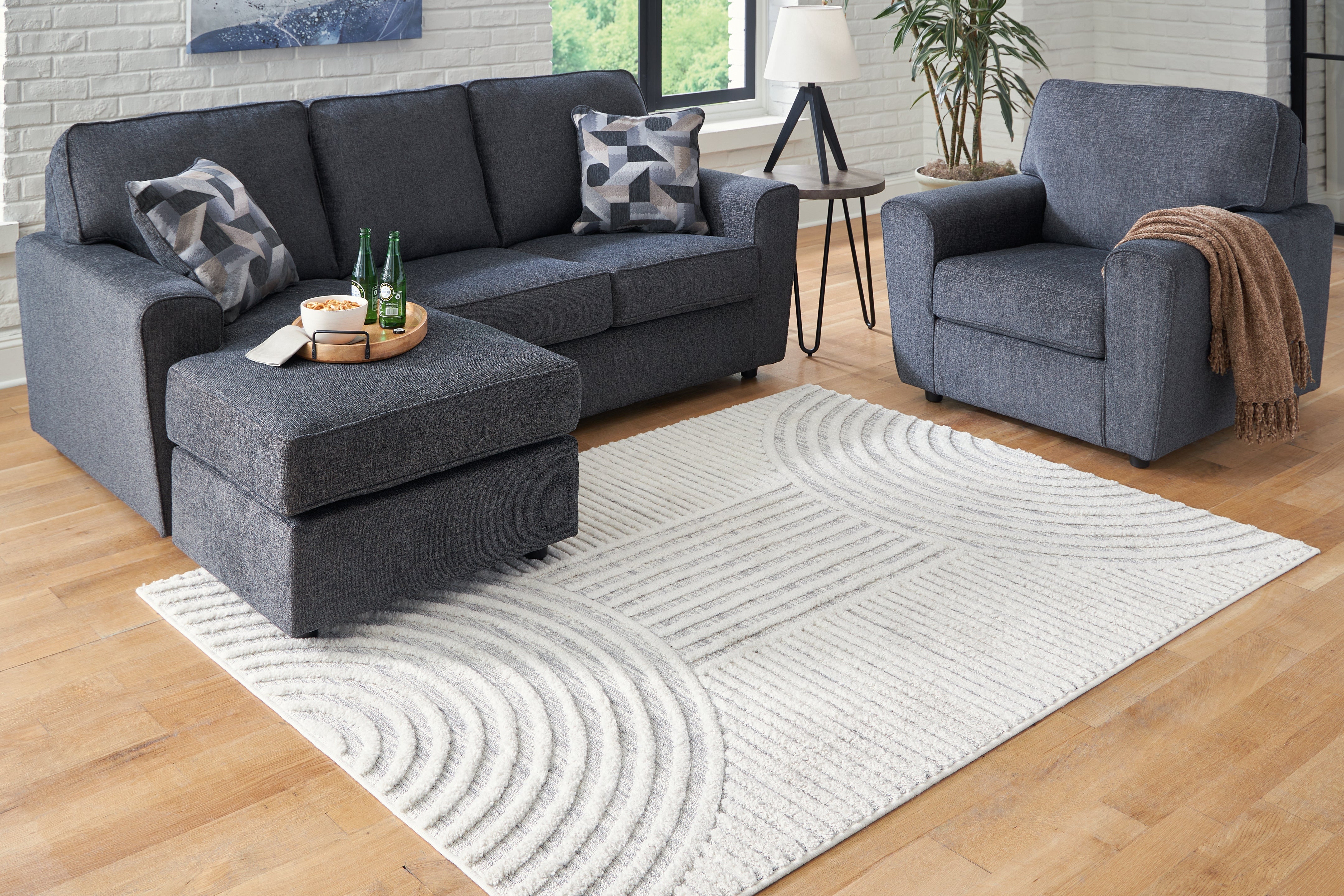 Prime Furniture - Ashley Furniture - Lambworth Rug - 5'3" x 7' Rug / Gray/Cream - R405342