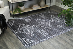 Prime Furniture - Ashley Furniture - Arloman Rug - 5' x 7' Washable Rug / Black/Cream/Gray - R405932