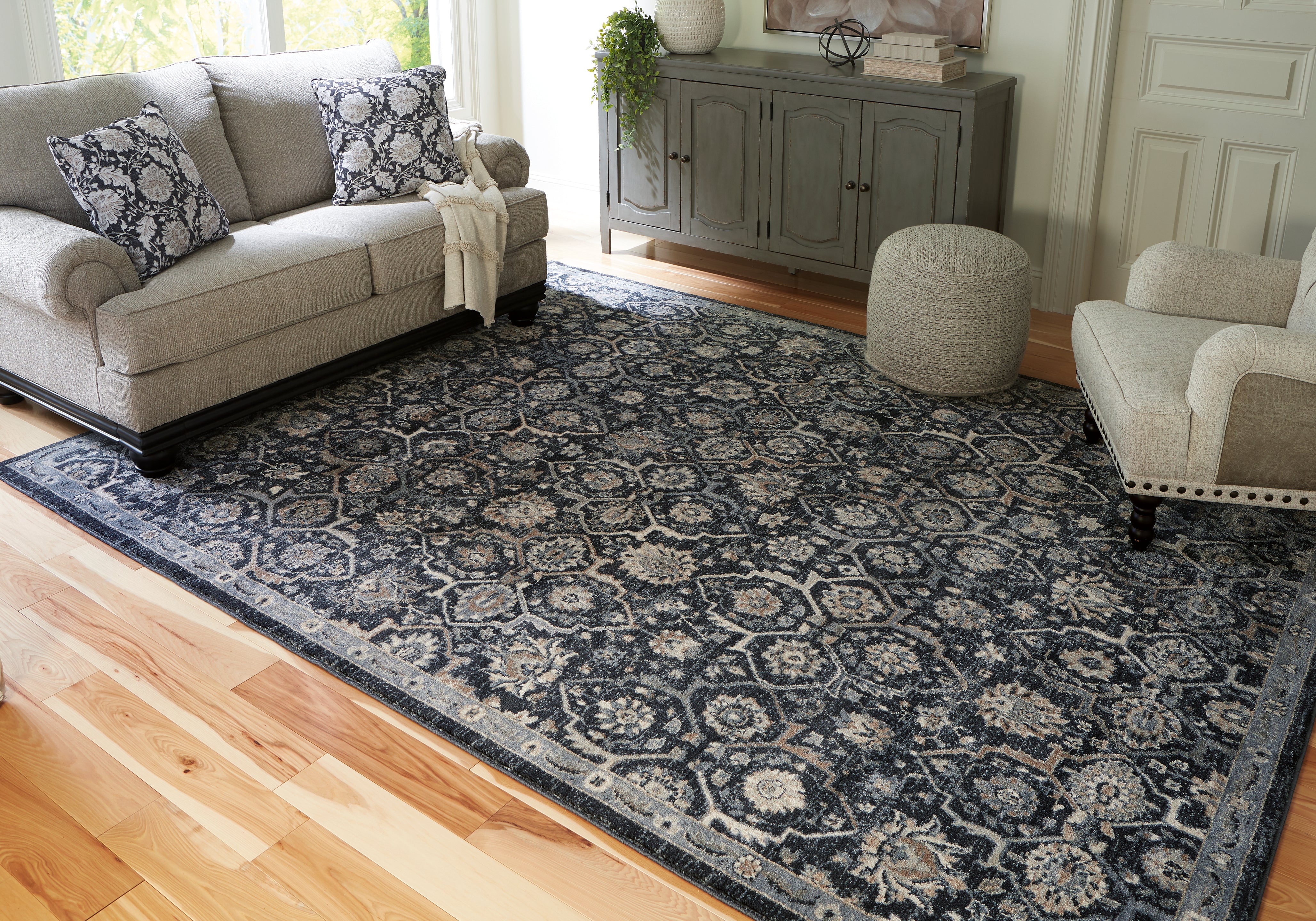 Prime Furniture - Ashley Furniture - Hilcott Rug - 5'3" x 7'3" Rug / Blue/Cream/Brown - R406112