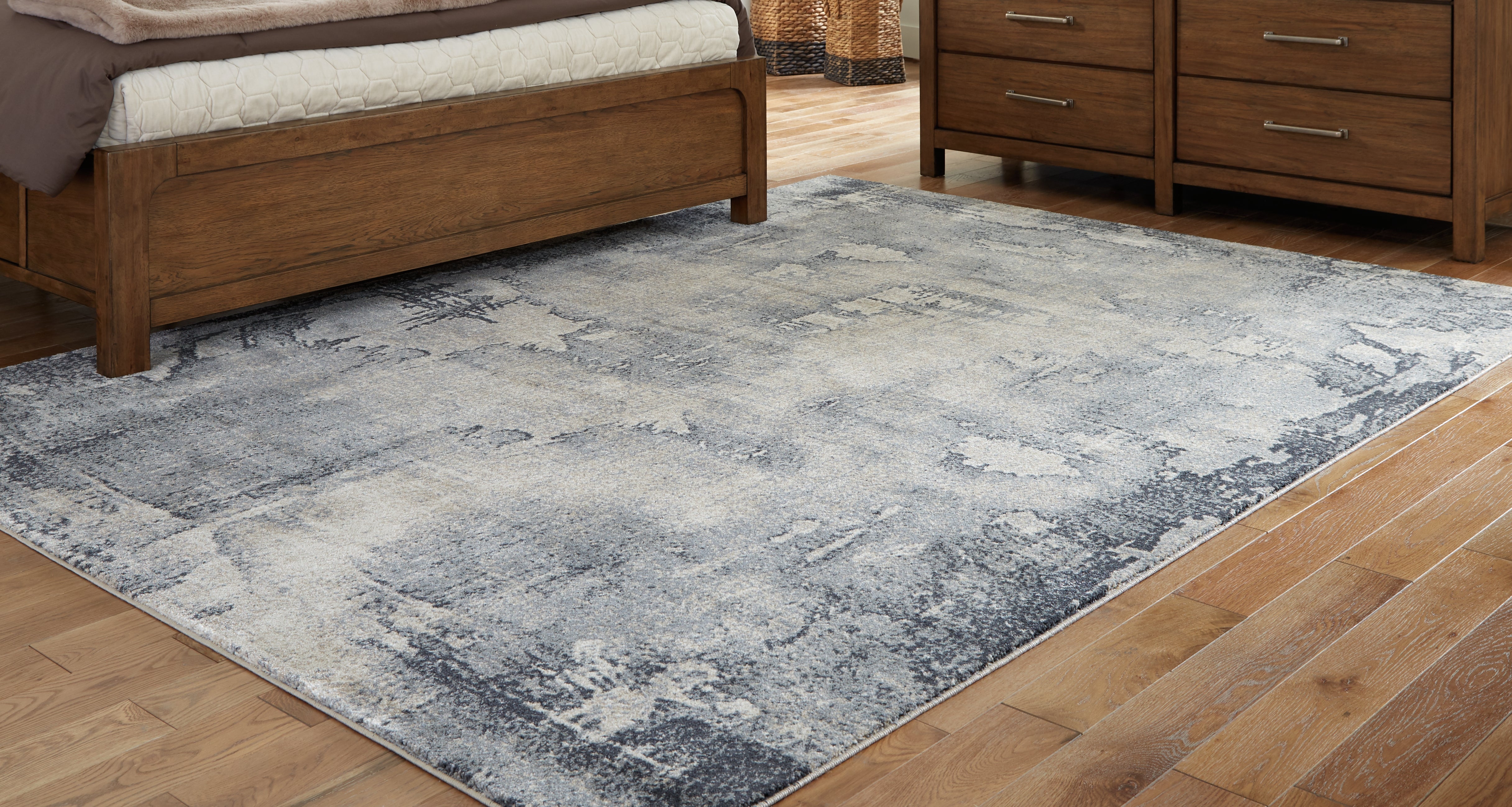 Prime Furniture - Ashley Furniture - Langrich Rug - 5'3" x 7'3" Rug / Blue/Gray/Cream - R406132
