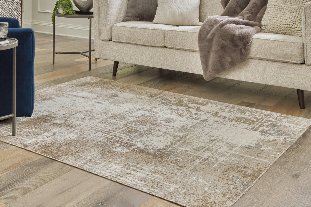 Prime Furniture - Ashley Furniture - Grifflain Rug - 5'1" x 7' Washable Rug / Tan/Brown/Gray - R406232
