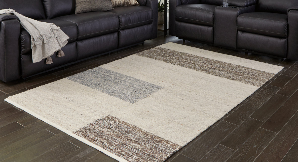 Prime Furniture - Ashley Furniture - Barus Rug - 8' x 10' Rug / Beige/Brown/Gray - R406401