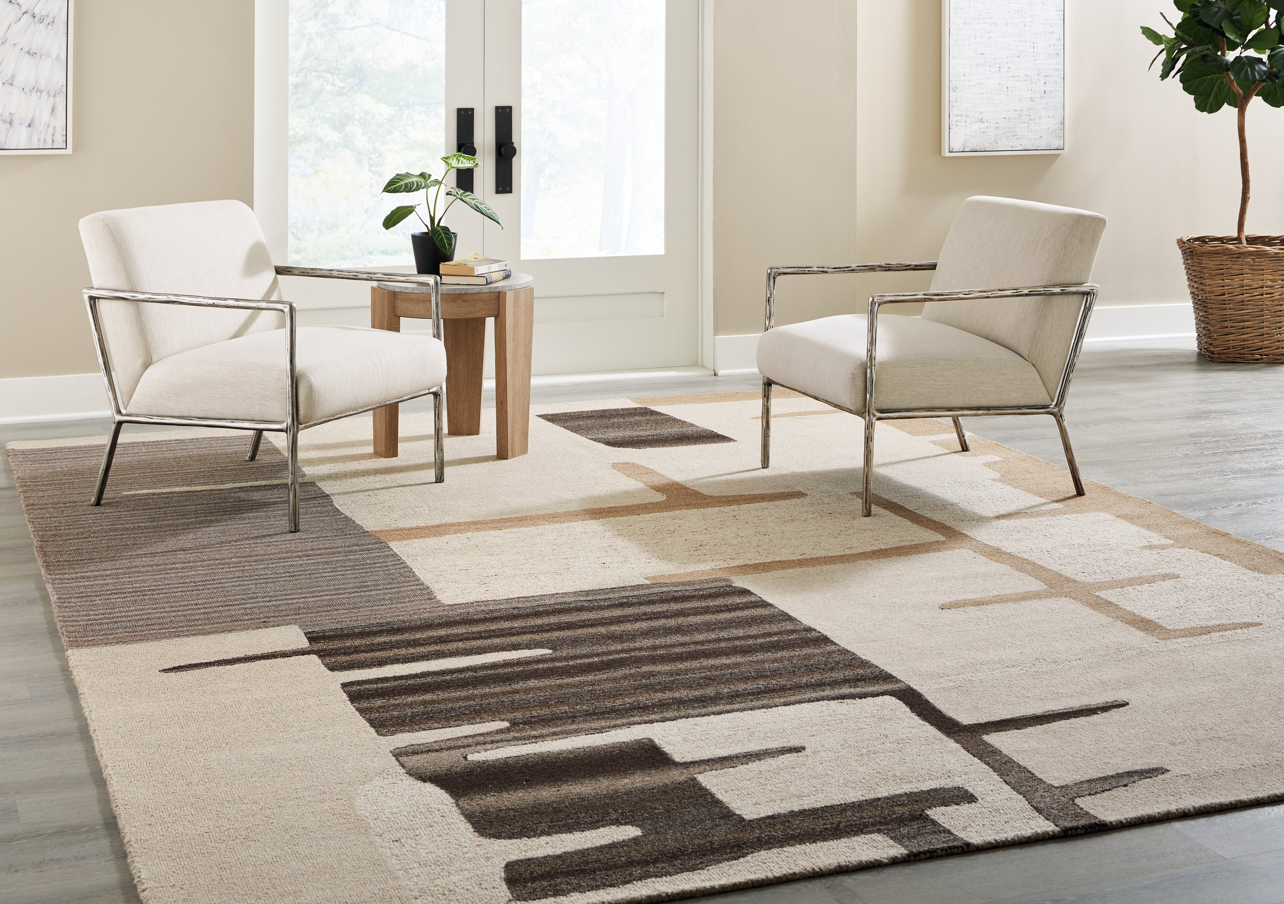Prime Furniture - Ashley Furniture - Kencher Rug - 10' x 14' Rug / Beige/Brown - R406820
