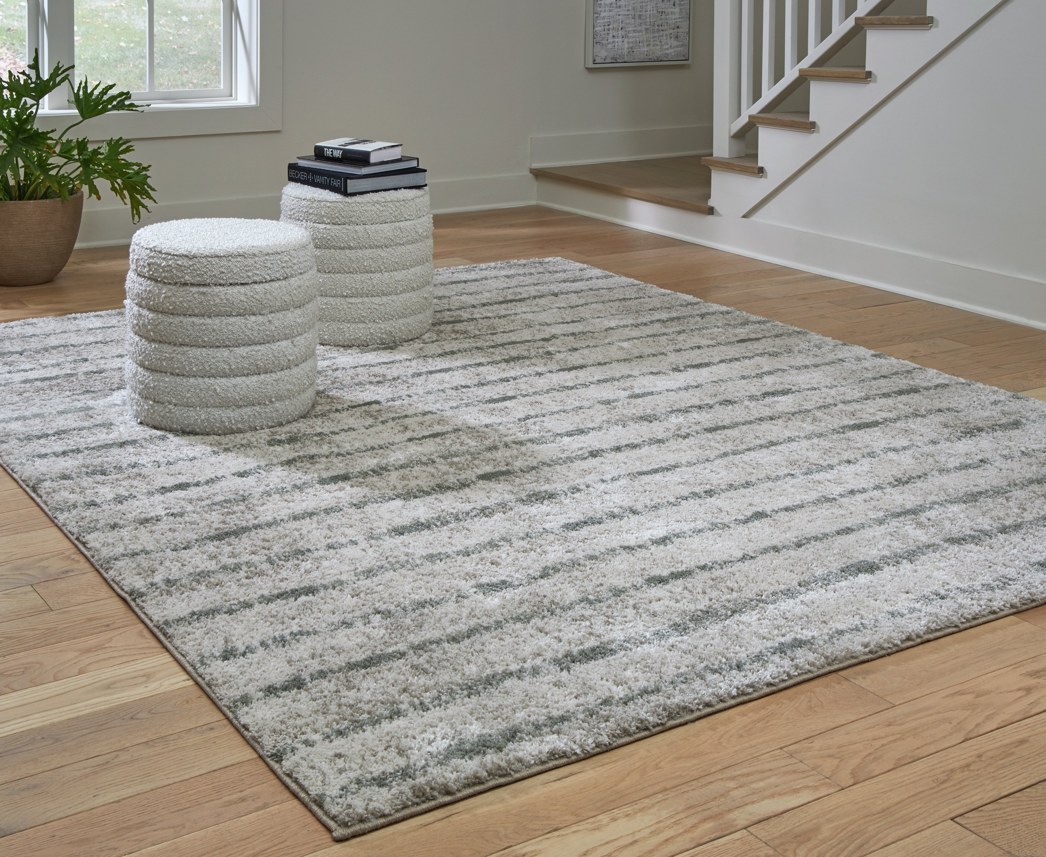 Prime Furniture - Ashley Furniture - Laddway Rug - 8' x 10' Rug / Cream/Green - R406881