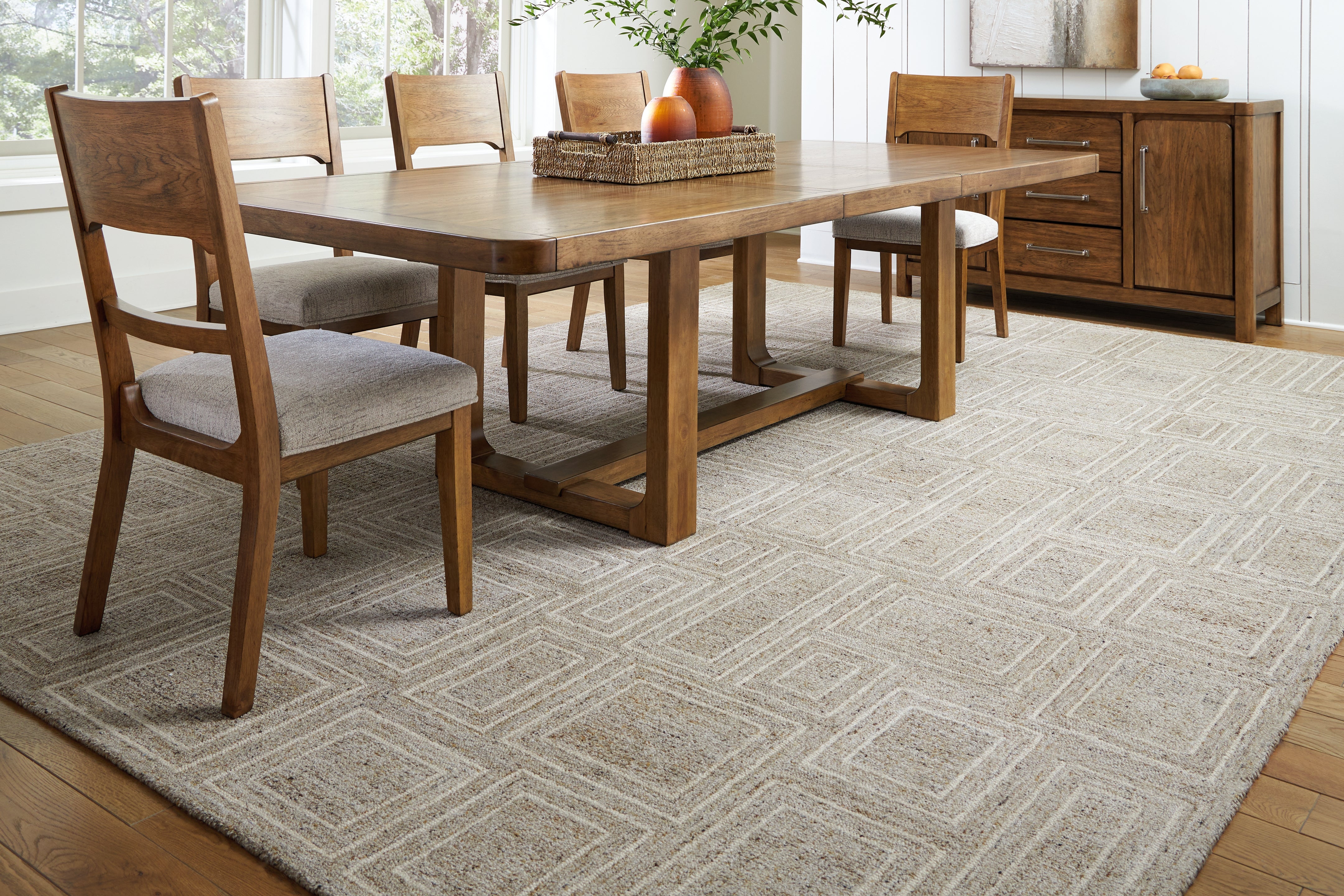 Prime Furniture - Ashley Furniture - Brickburgh Rug - 10' x 14' Rug / Gray/Ivory/Honey - R406900