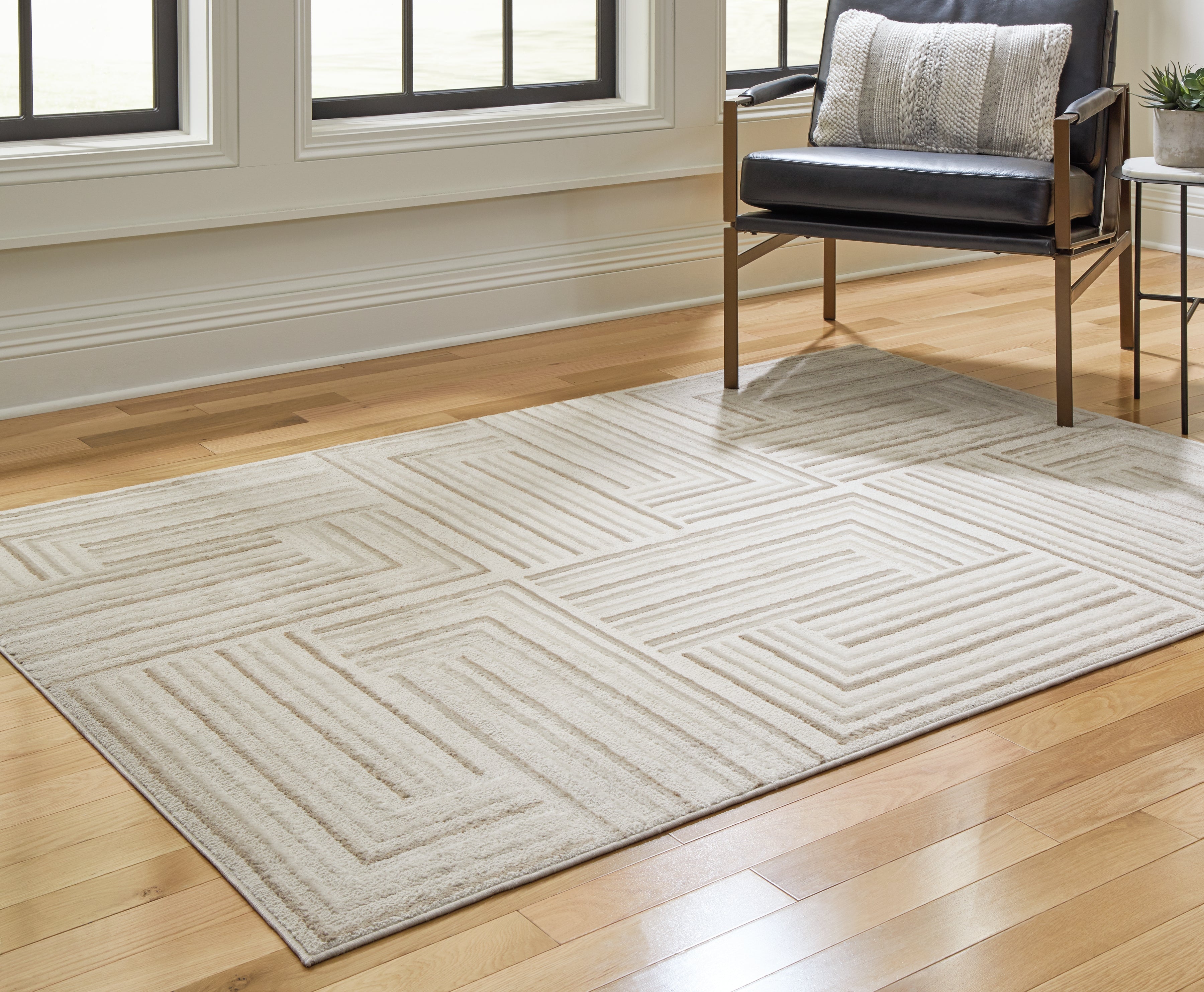 Prime Furniture - Ashley Furniture - Darmondard Rug - 5' x 7' Rug / Cream/Taupe - R406942