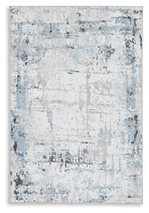 Prime Furniture - Ashley Furniture - Emertonly Rug - 5' x 7' Washable Rug / Blue/White/Gray - R406982