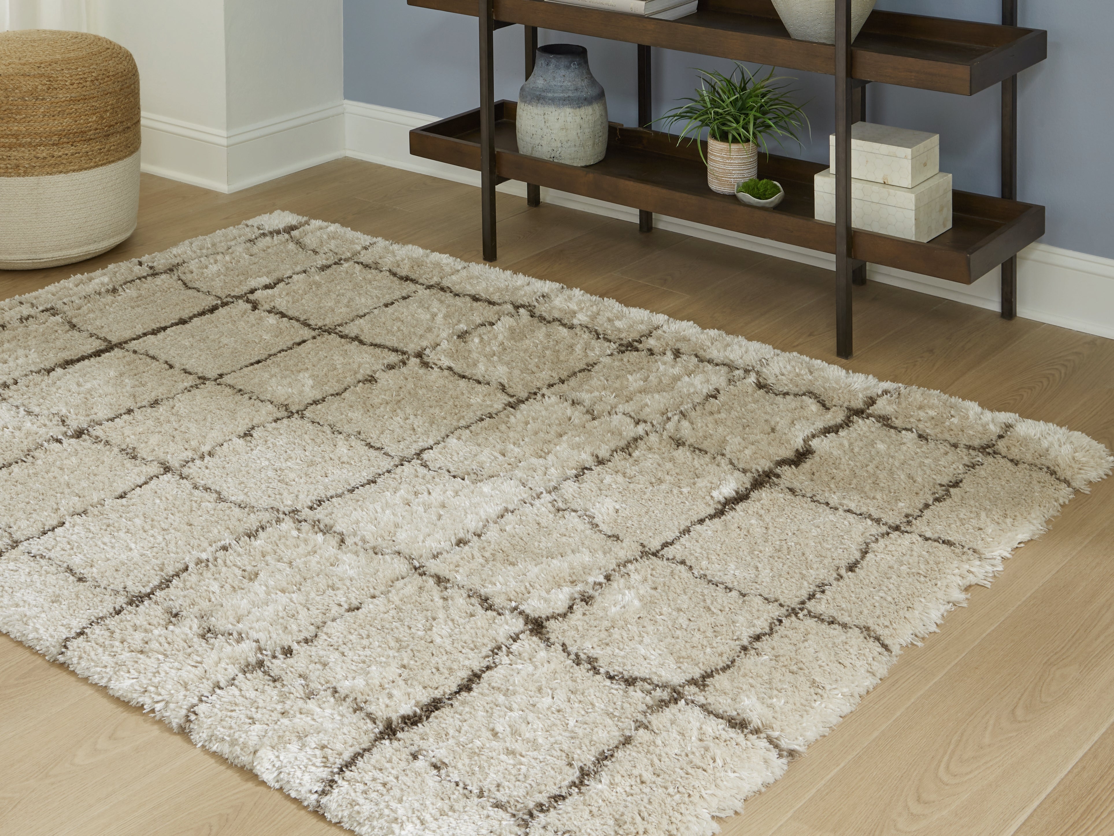 Prime Furniture - Ashley Furniture - Wrenlow Rug - 5' x 7' Rug / Cream/Brown - R407212