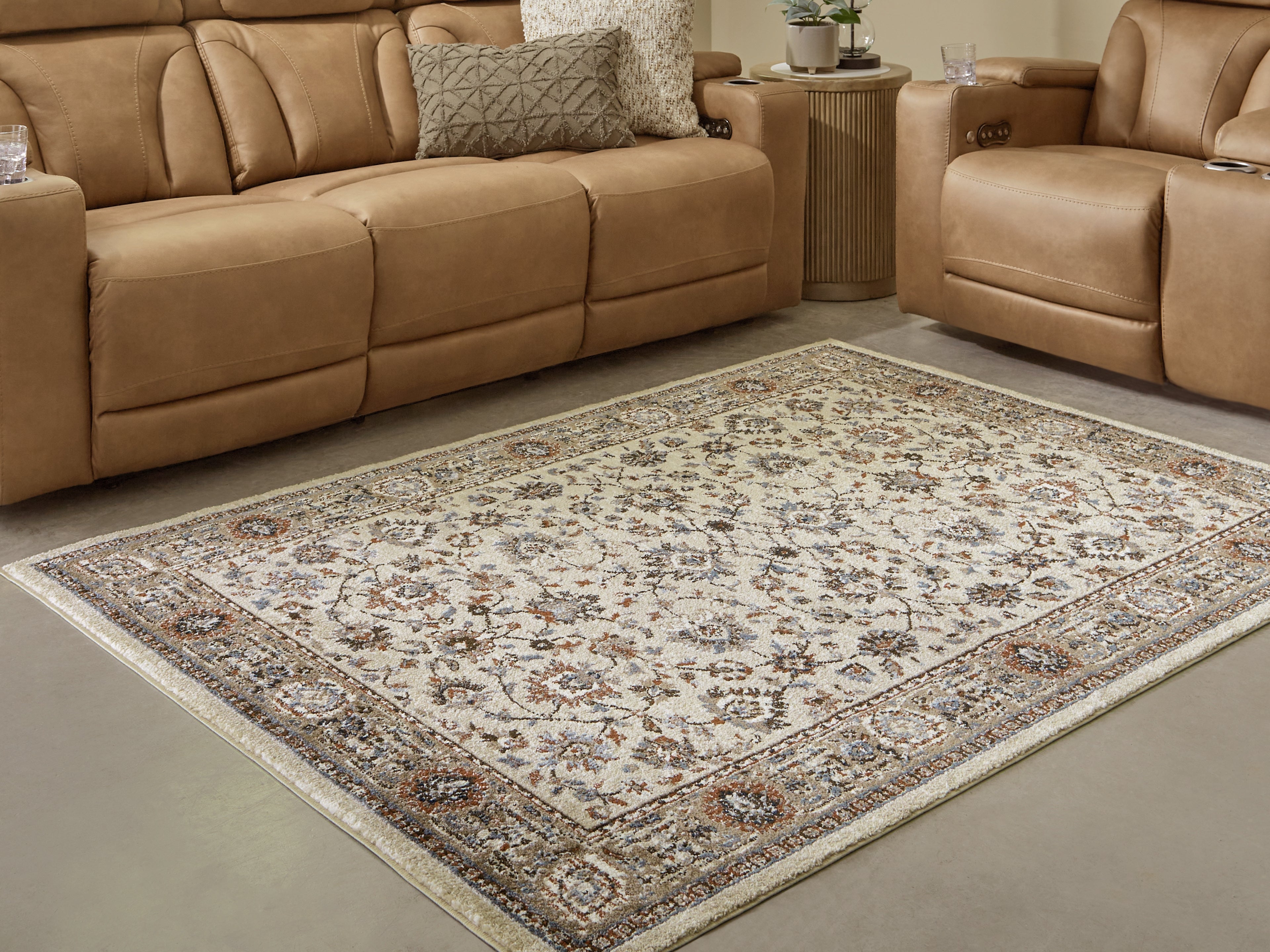 Prime Furniture - Ashley Furniture - Beritham Rug - Large Rug / Blue/Brown/Beige - R407261