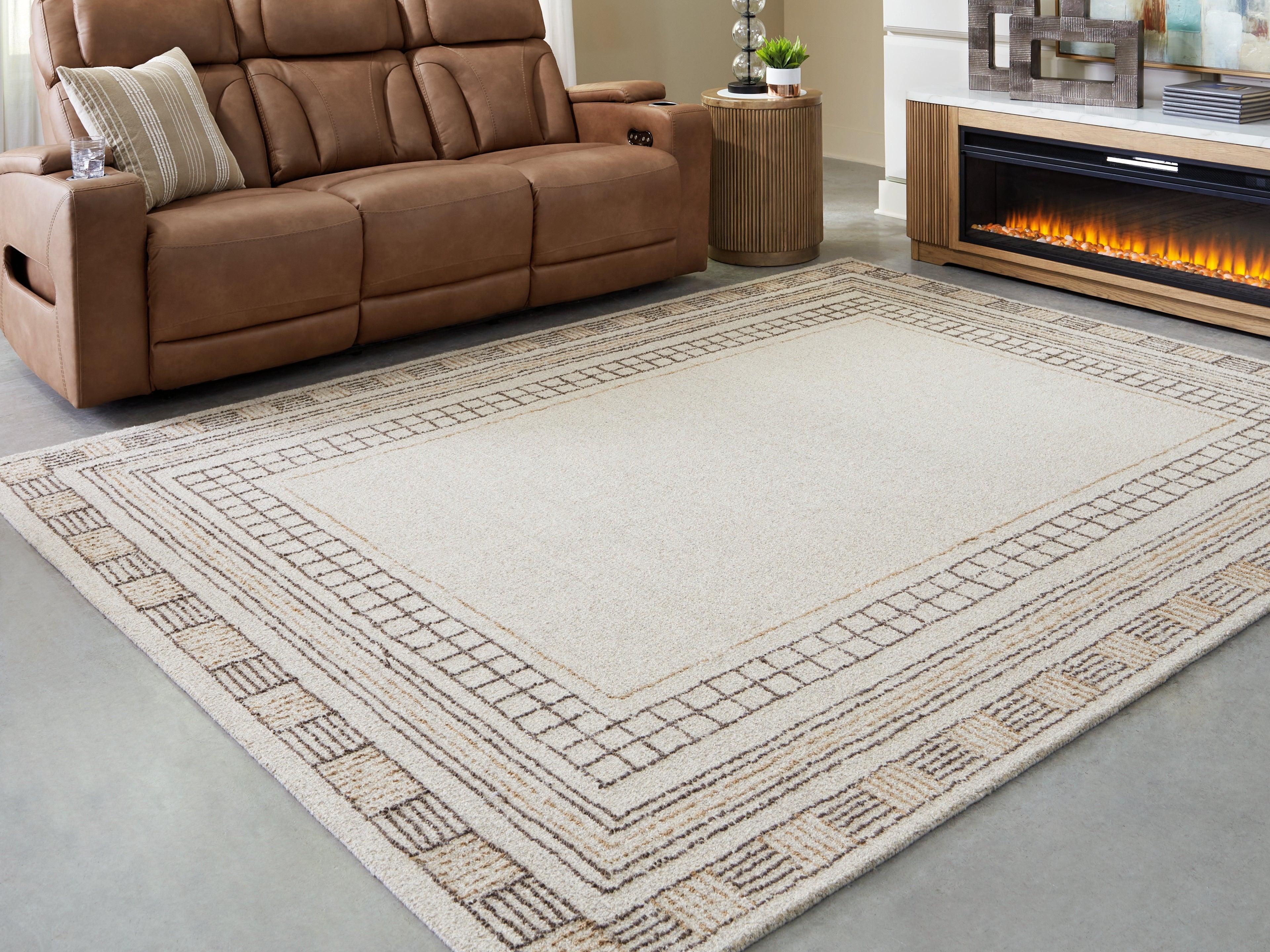 Prime Furniture - Ashley Furniture - Idaman Rug - Large Rug / Taupe/Brown - R407291