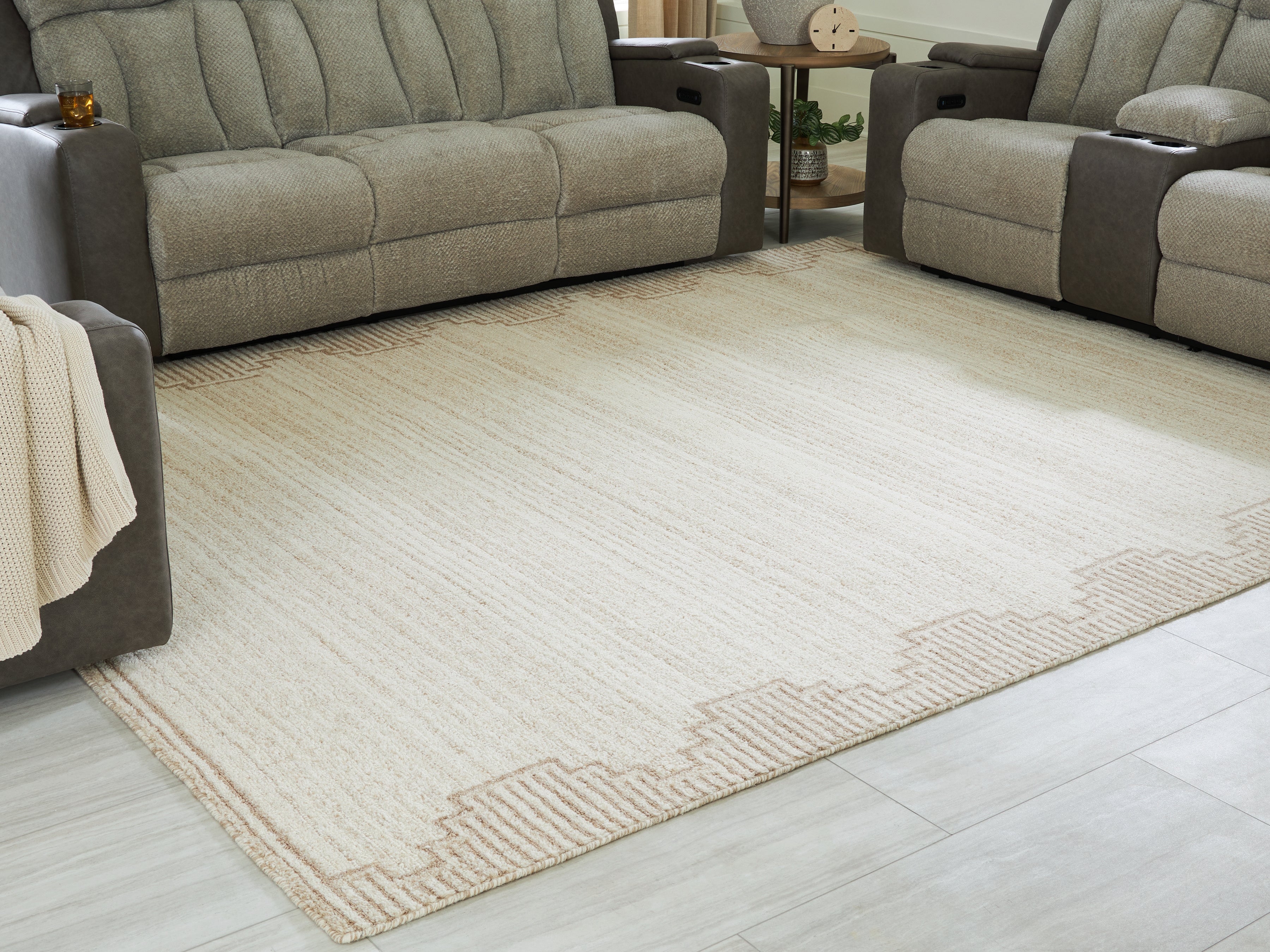 Prime Furniture - Ashley Furniture - Emorymore Rug - Large Rug / Brown/Beige - R407301