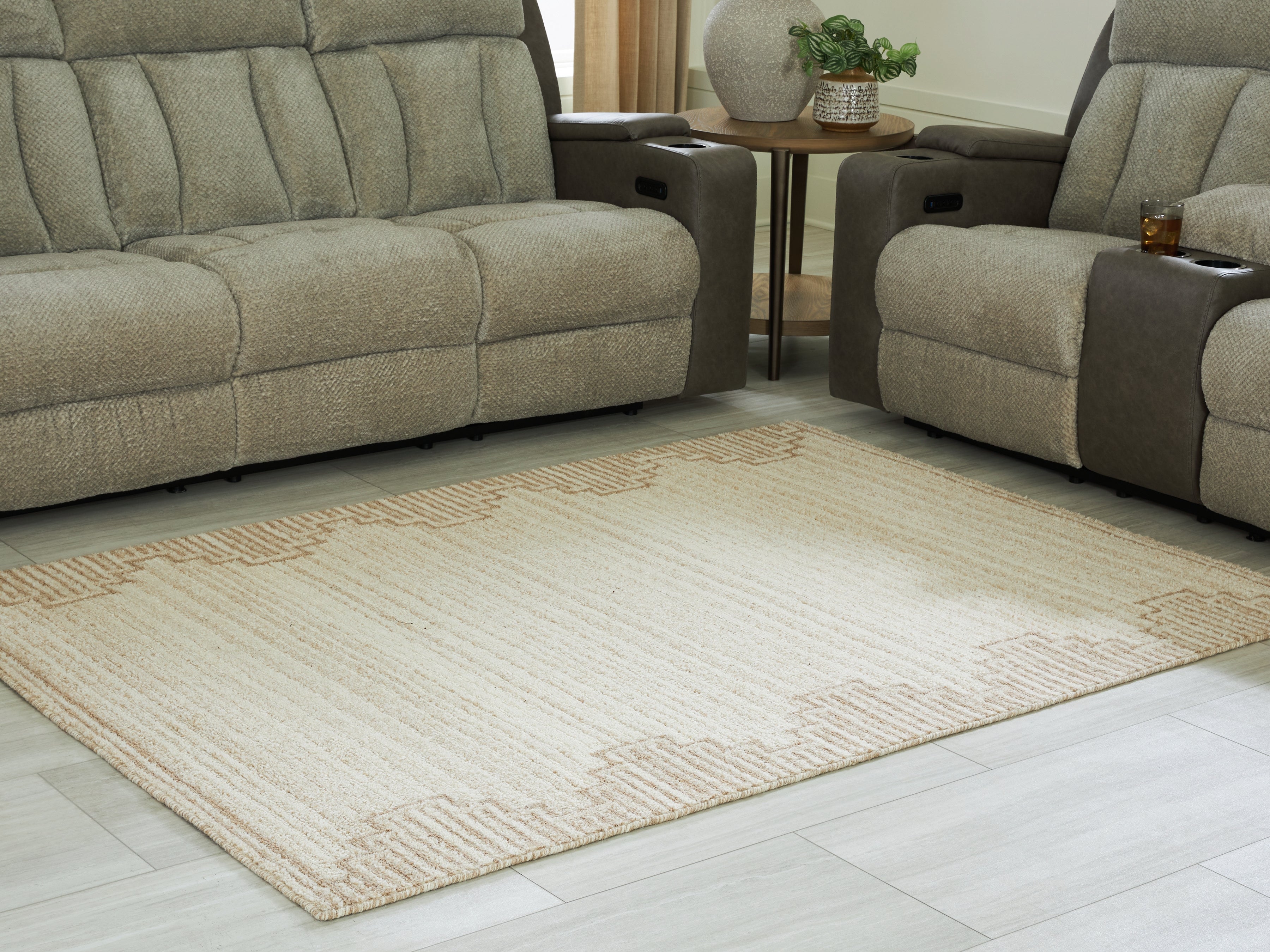 Prime Furniture - Ashley Furniture - Emorymore Rug - Medium Rug / Brown/Beige - R407302