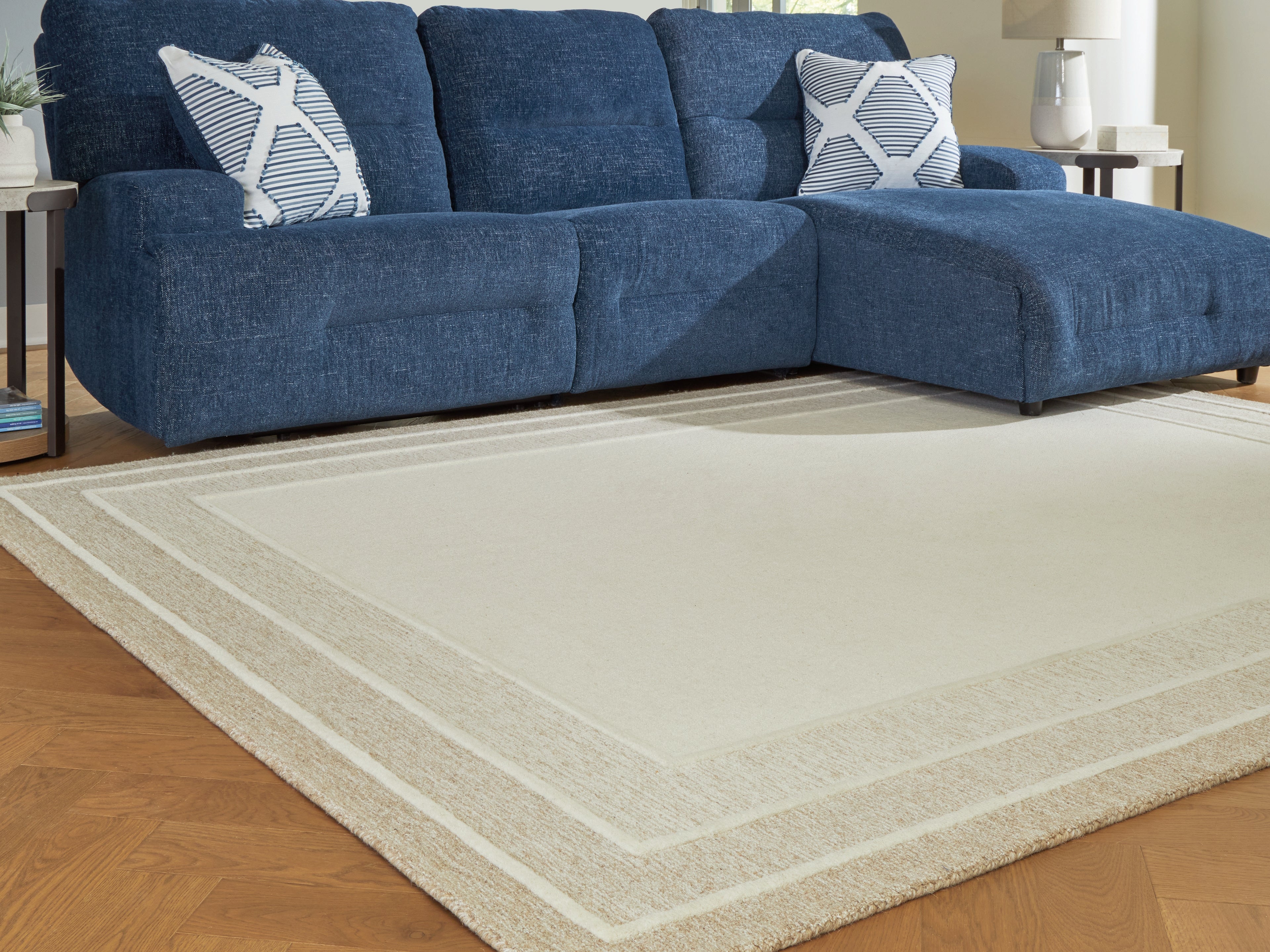 Prime Furniture - Ashley Furniture - Teelgan Rug - Large Rug / Ivory/Tan - R407311