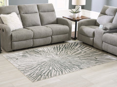 Prime Furniture - Ashley Furniture - Verland Rug - Washable 5' x 7' Area Rug / Gray/White - R407432