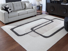 Prime Furniture - Ashley Furniture - Davismour Rug - 5' x 7' Area Rug / Ivory/Taupe/Charcoal - R407562