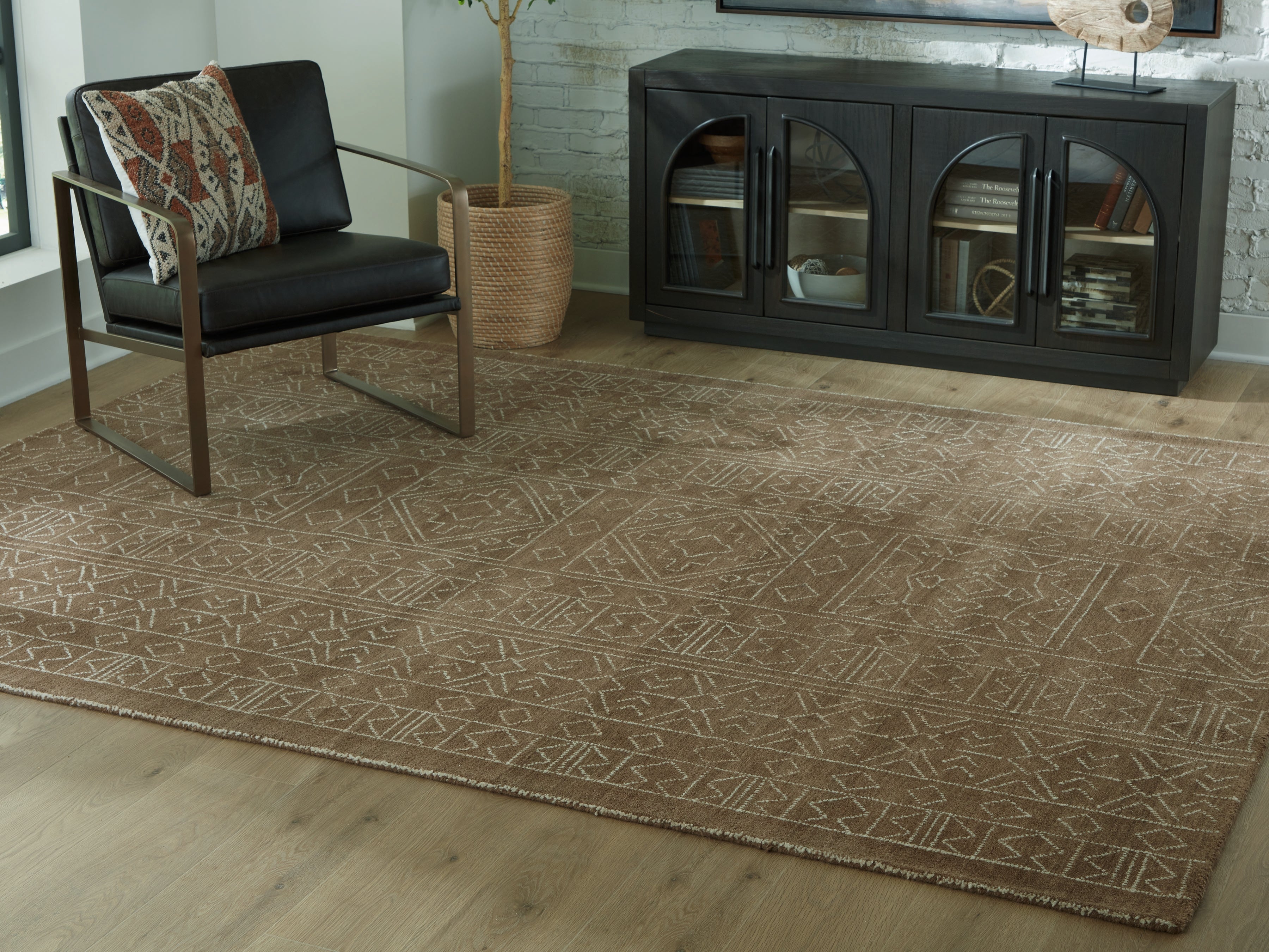 Prime Furniture - Ashley Furniture - Merrittman Rug - 7'8" x 10' Area Rug / Brown/Ivory - R407701