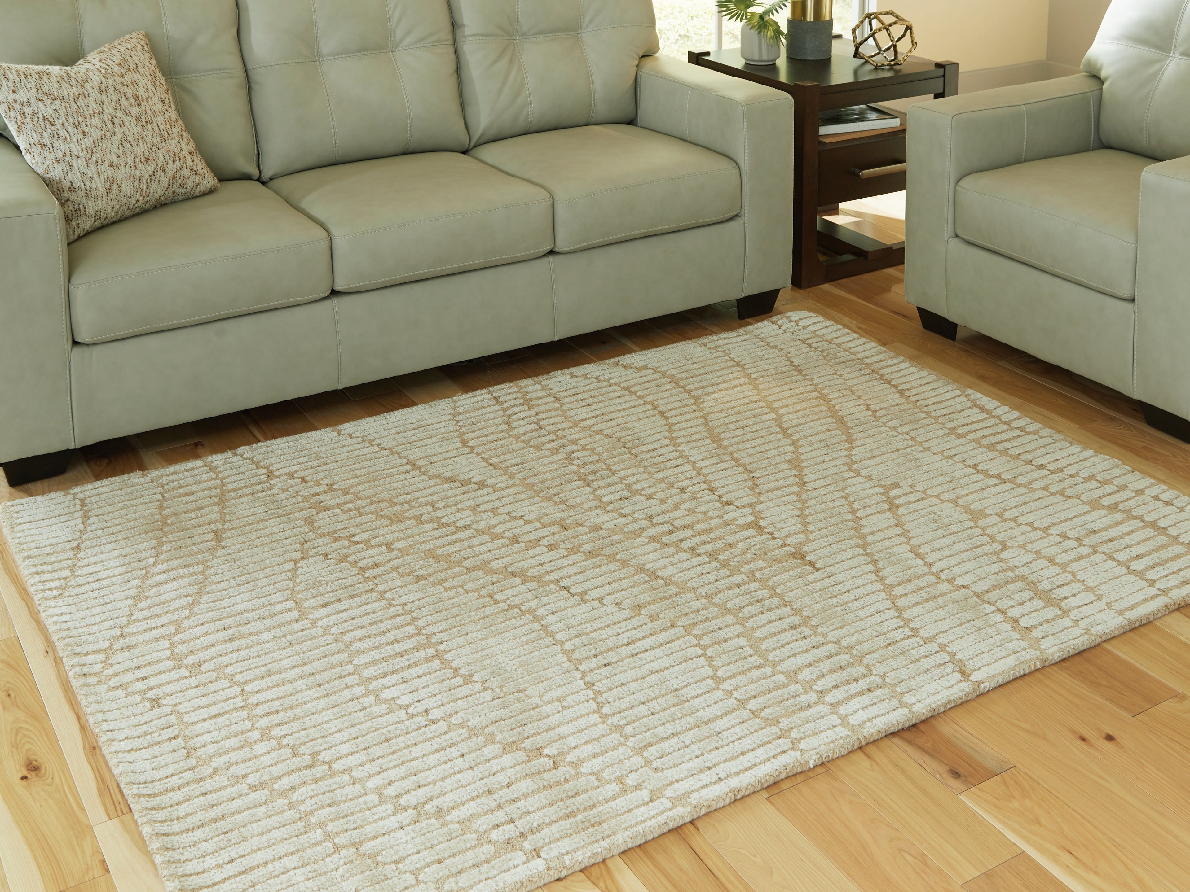 Prime Furniture - Ashley Furniture - Jaseena Rug - 5' x 7' Area Rug / Beige/Tan - R407722