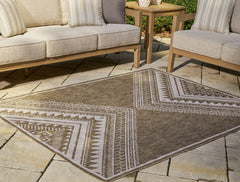 Prime Furniture - Ashley Furniture - Dunsler Rug - 5' x 7' Rug / Brown/Cream - R900012