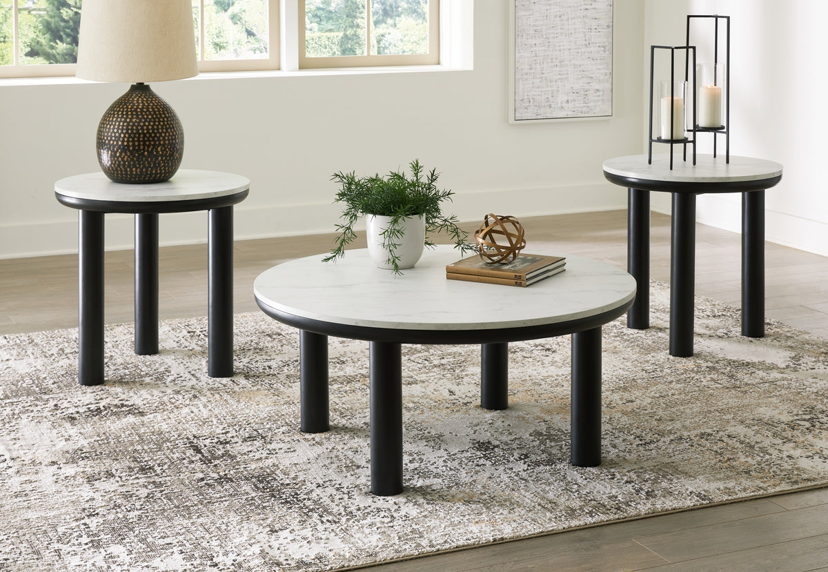 Prime Furniture - Ashley Furniture - Xandrum Table (Set of 3) - Occasional Table Set (3/CN) / Black/White - T159-13