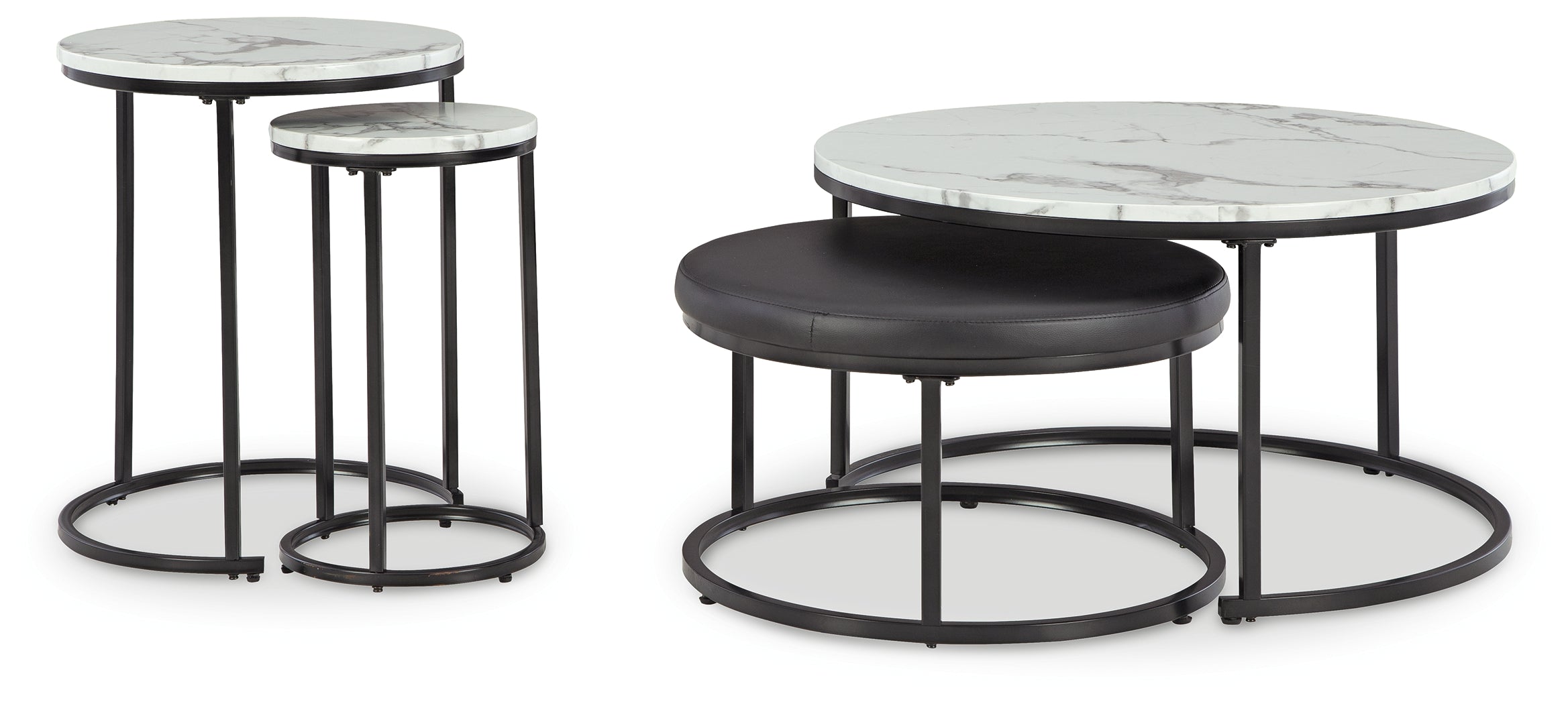 Prime Furniture - Ashley Furniture - Jusmour Table (Set of 4) - Occasional Nesting TBL (4/CN) / Black/White - T161-14