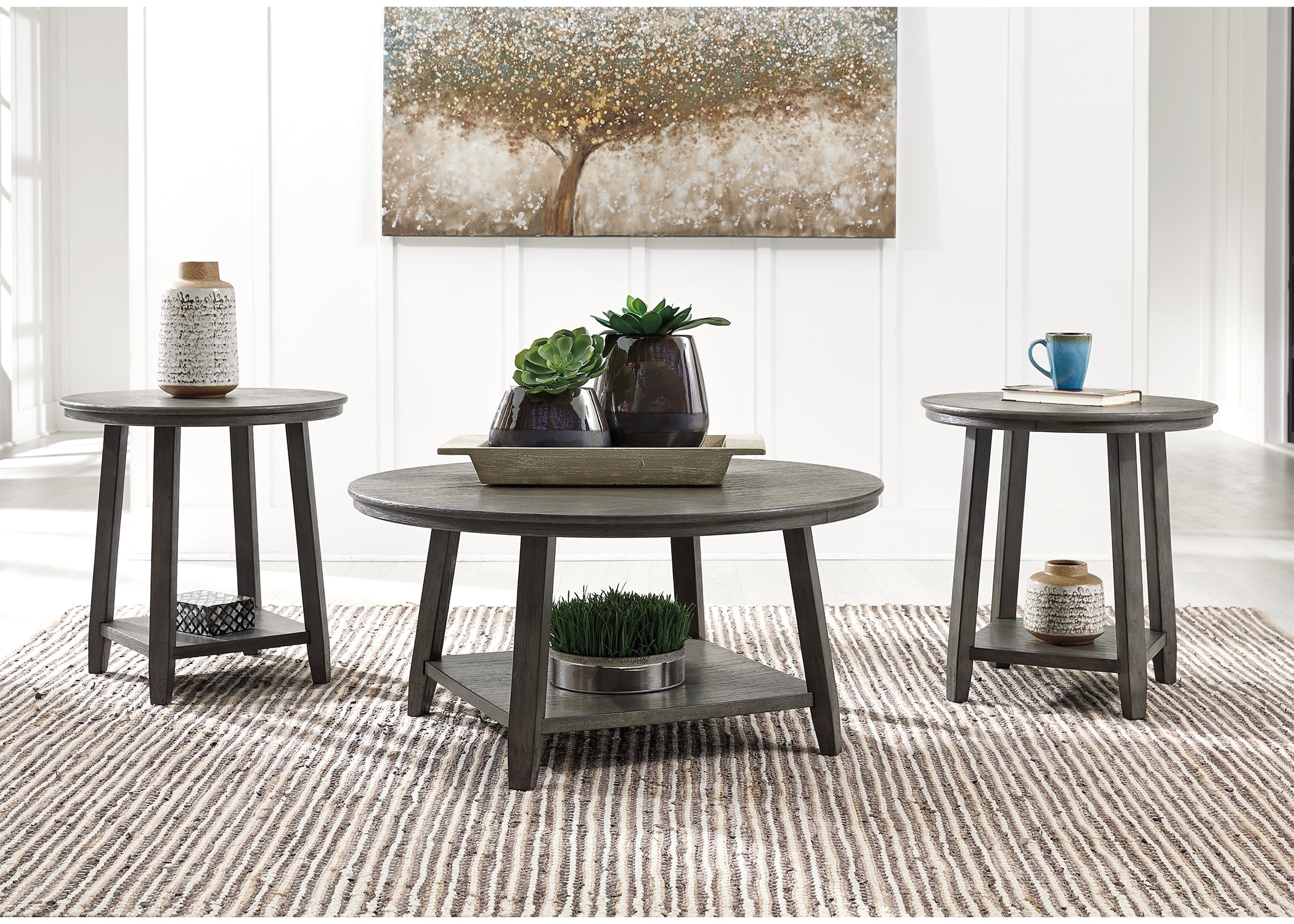 Prime Furniture - Ashley Furniture - Caitbrook Table (Set of 3) - Occasional Table Set (3/CN) / Gray - T188-13