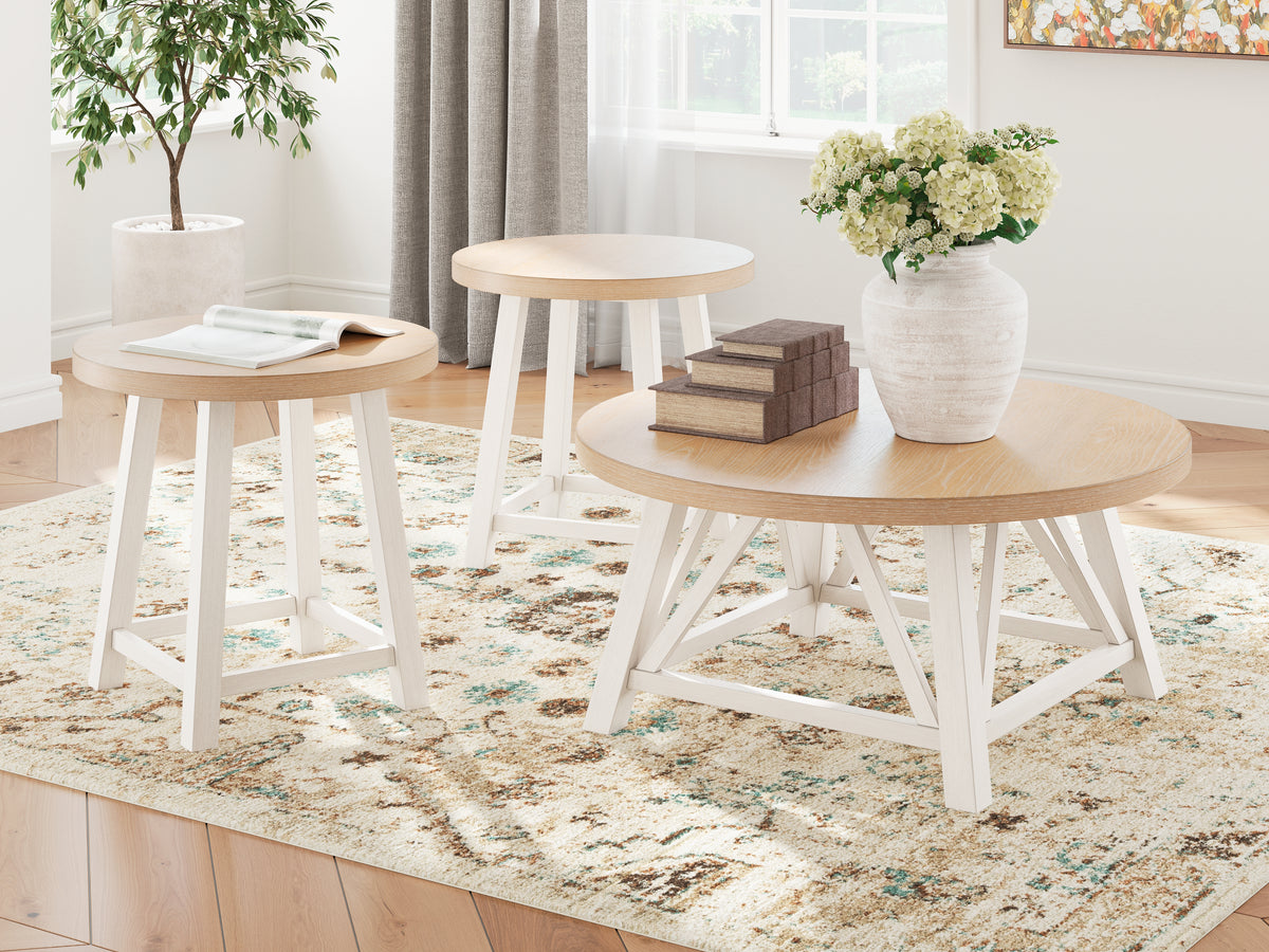 Prime Furniture - Ashley Furniture - Fawndell Table (Set of 3) - Occasional Table Set (3/CN) / Antique White/Brown - T193-13